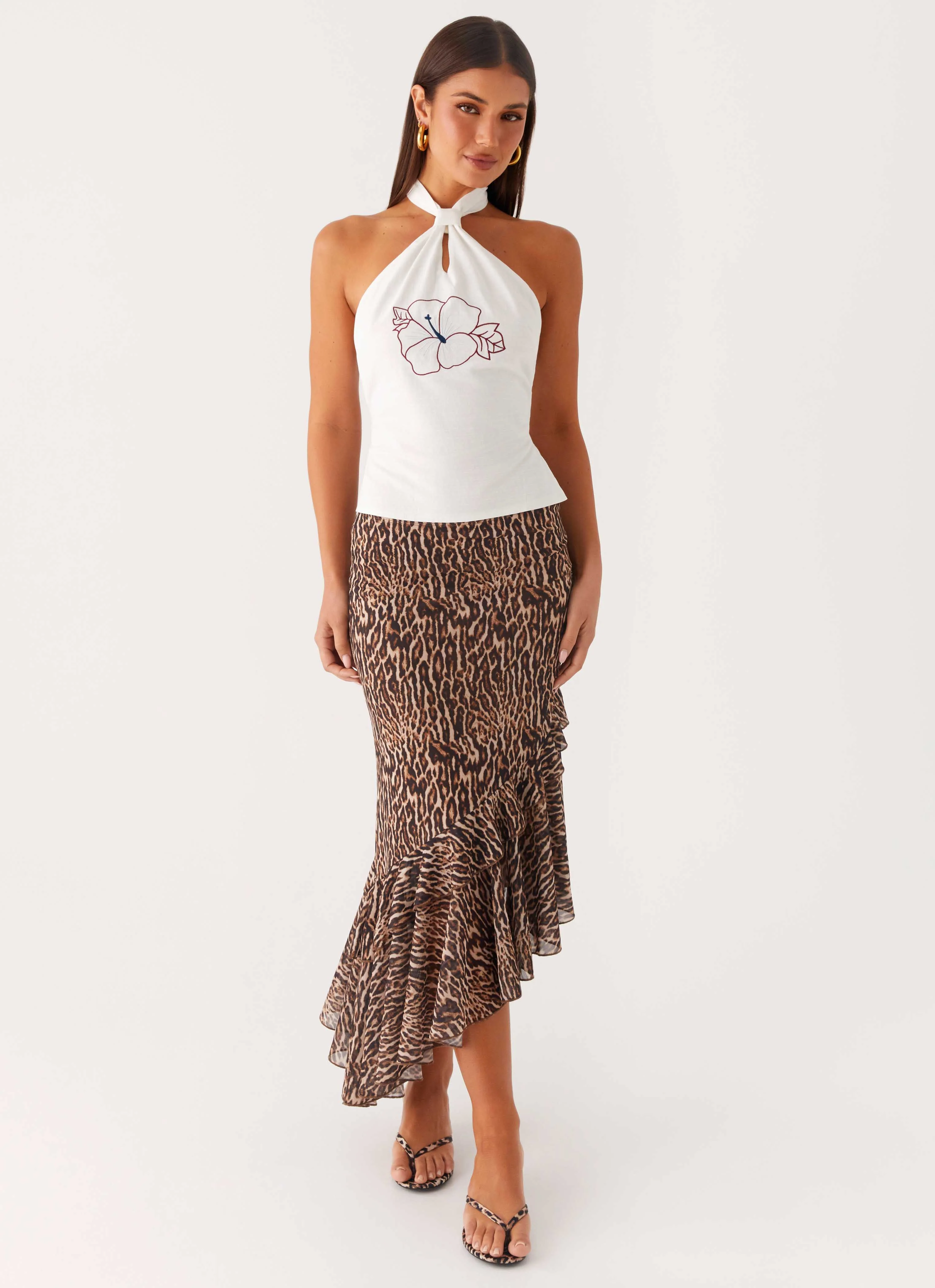 Wild Tide Midi Skirt - Cheetah