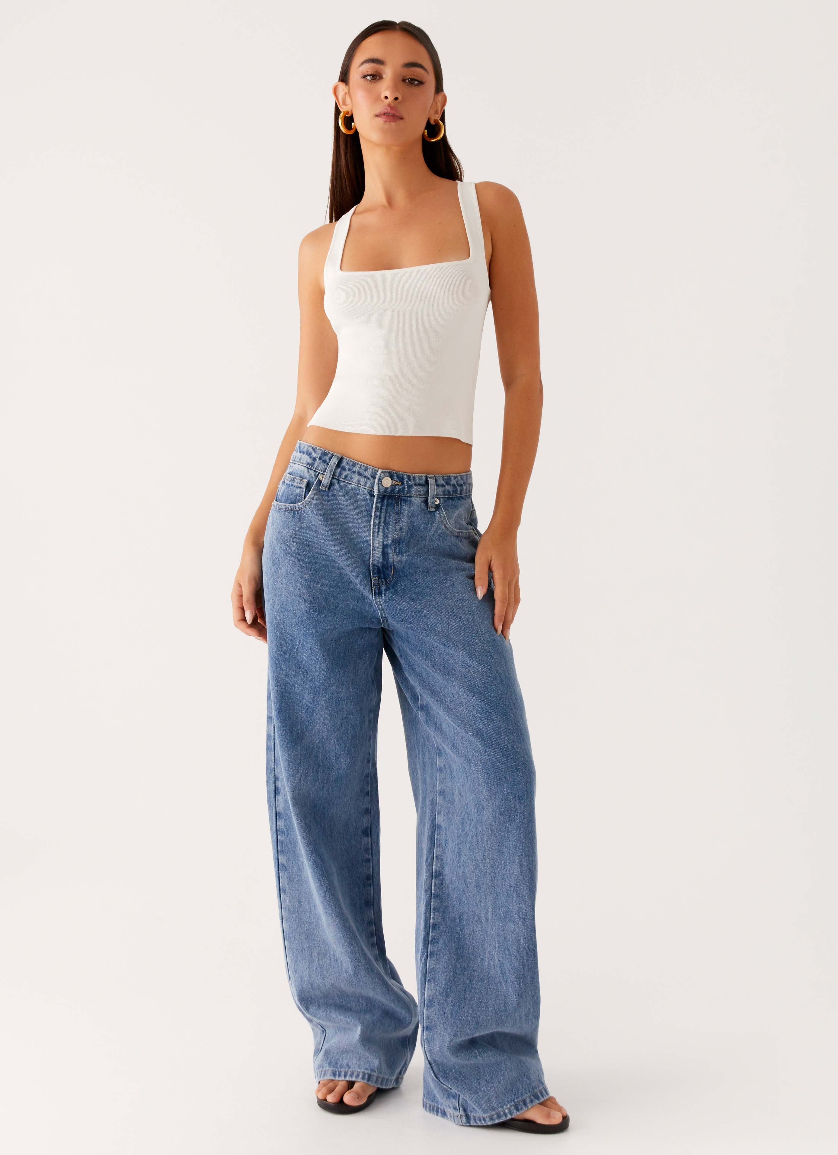 Keanna Low Rise Denim Jeans - Blue Denim