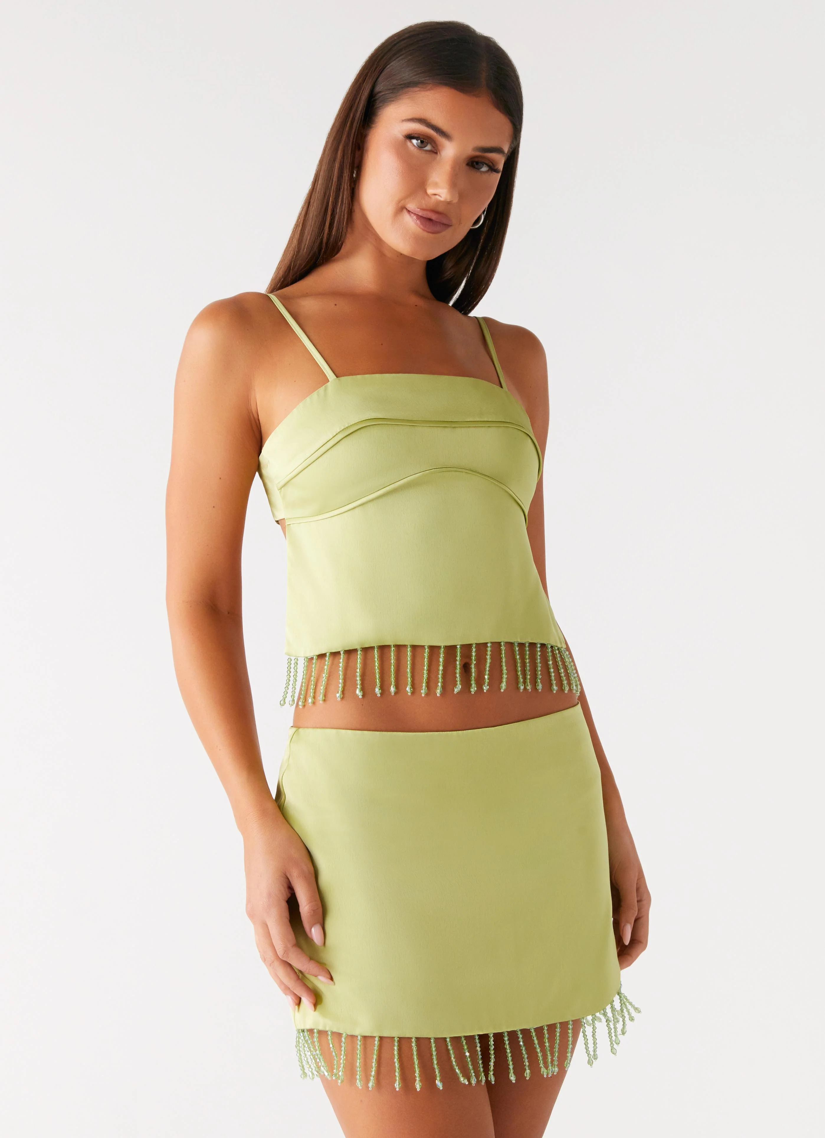 Bora Bora Beaded Top - Lime