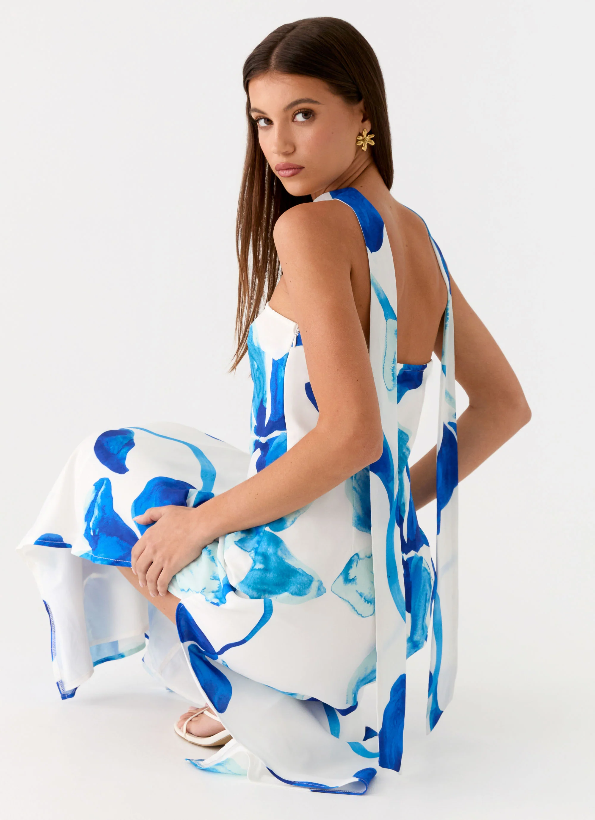 Ashelle Chiffon Maxi Dress - Cerulean Bloom