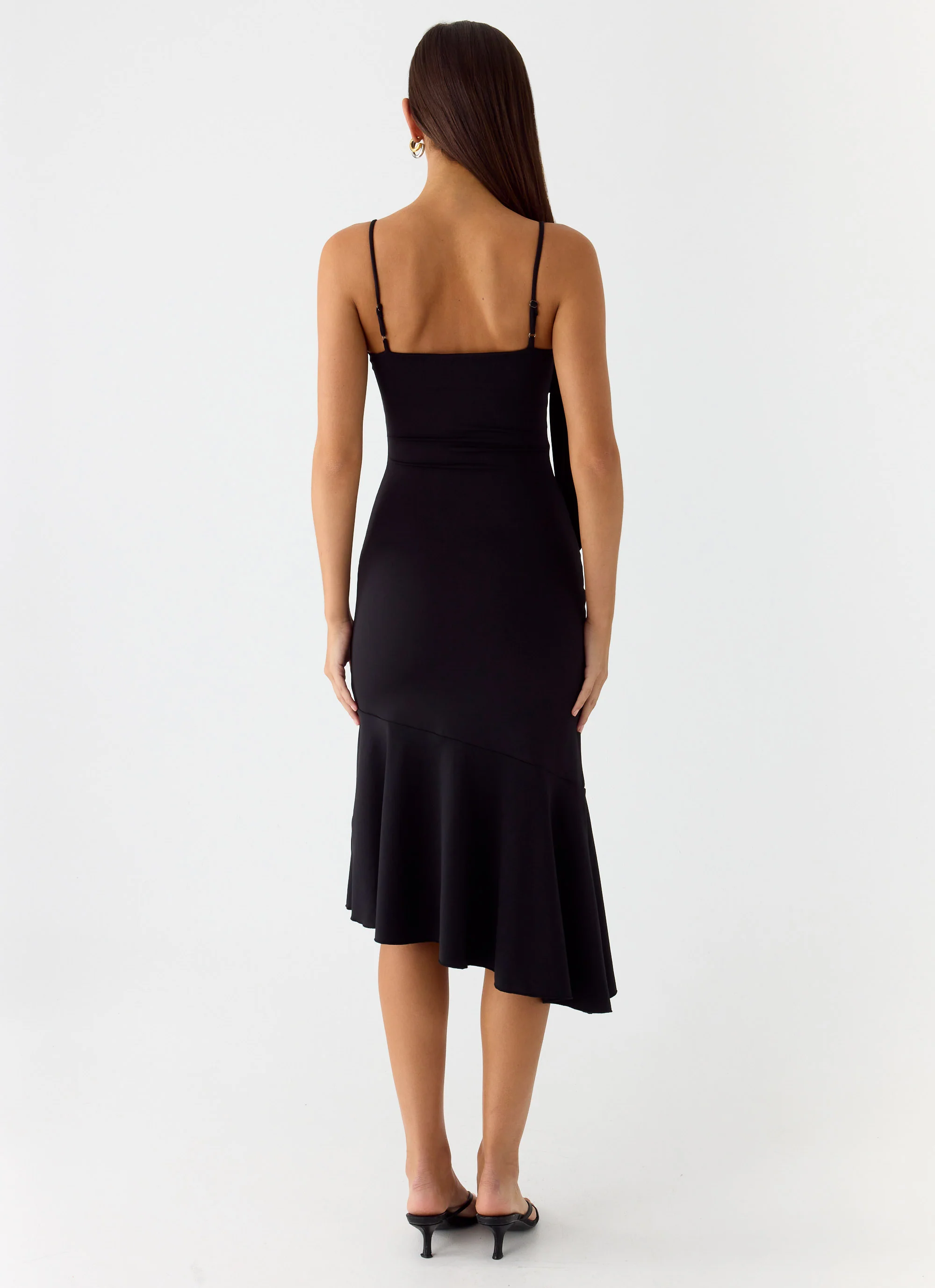 Tranquility Asymmetric Midi Dress - Black
