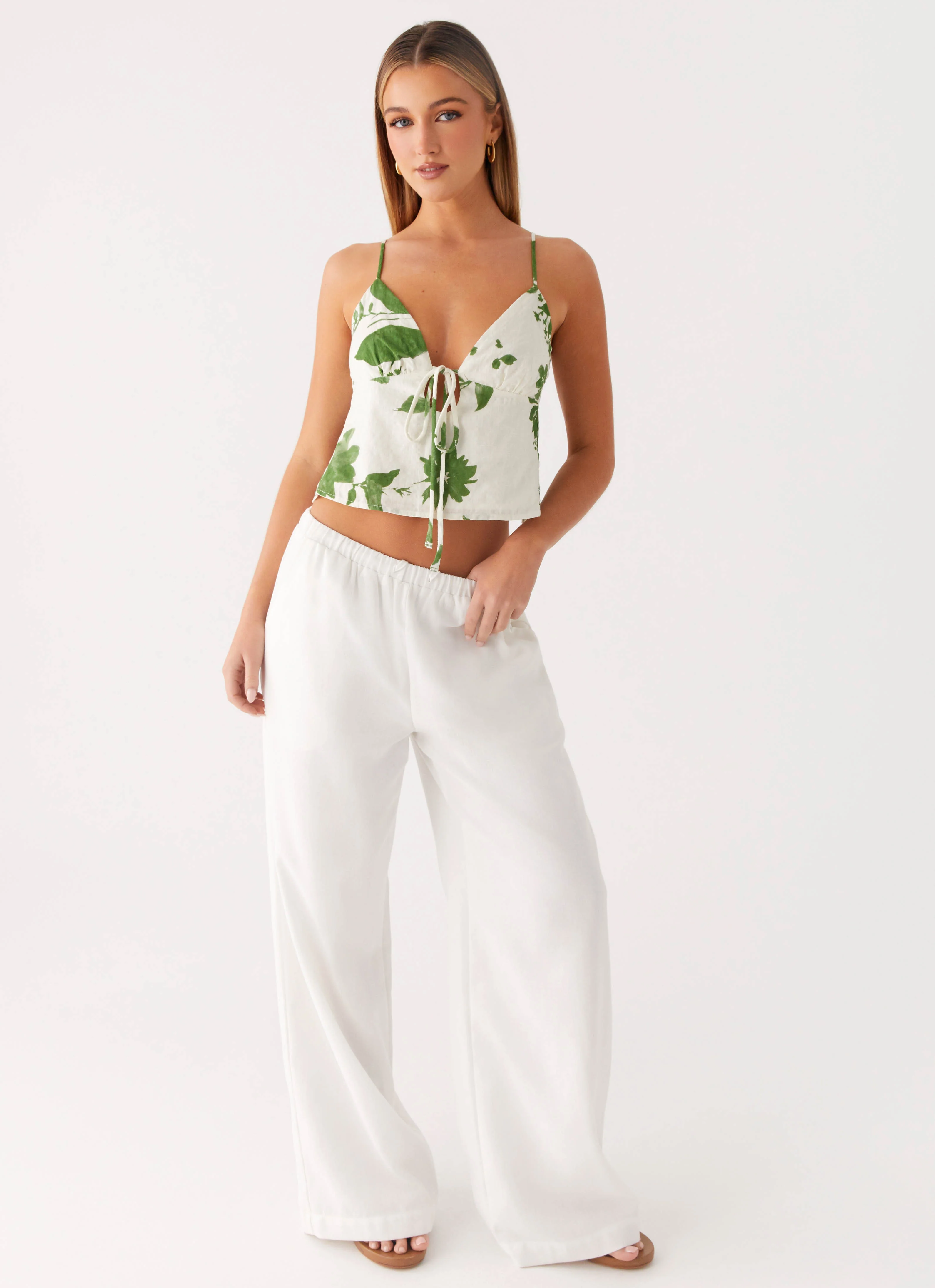 Faela Cotton Cami Top - Verdant Bloom