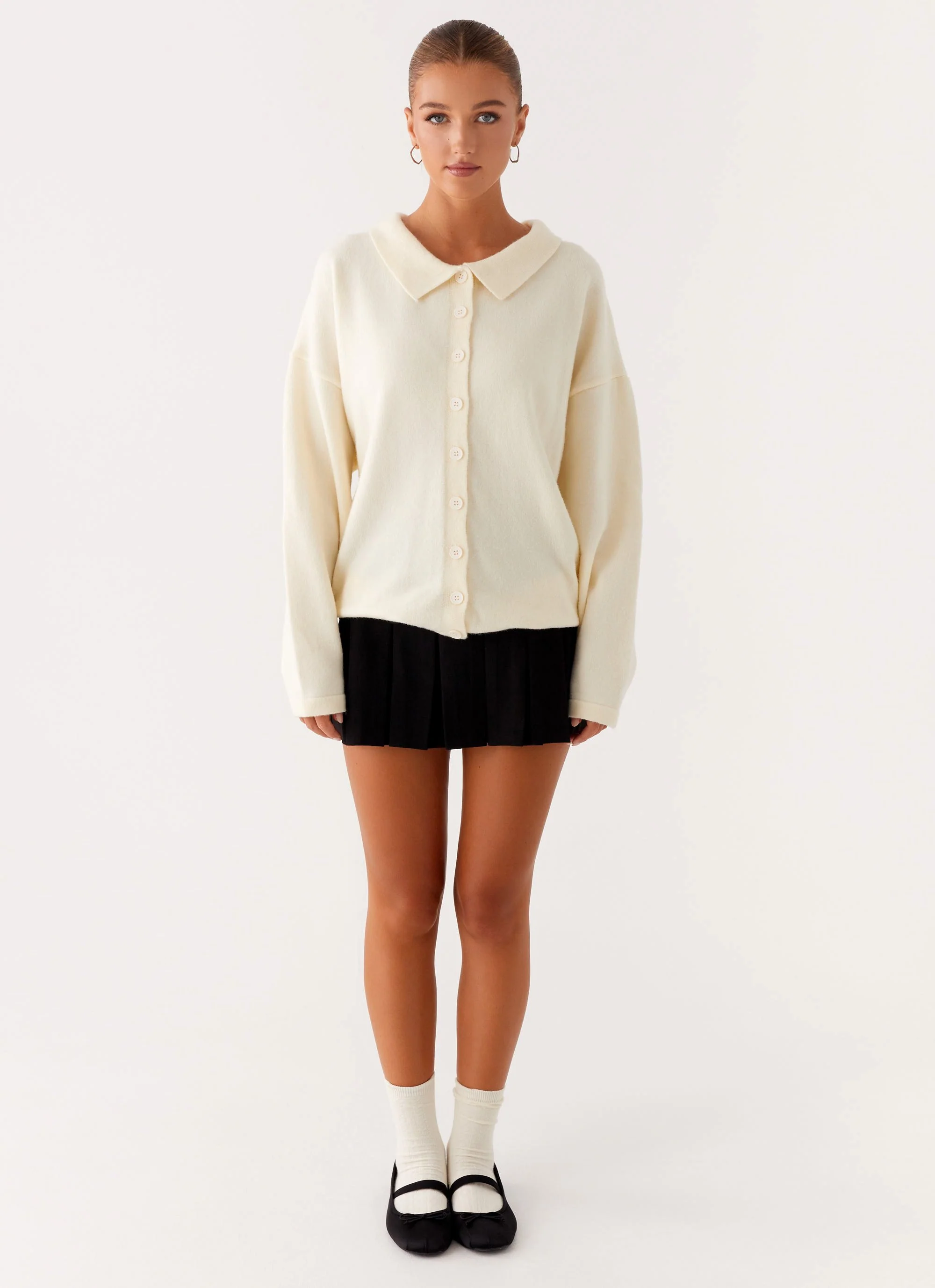 Dorian Button Knit Sweater - Ivory