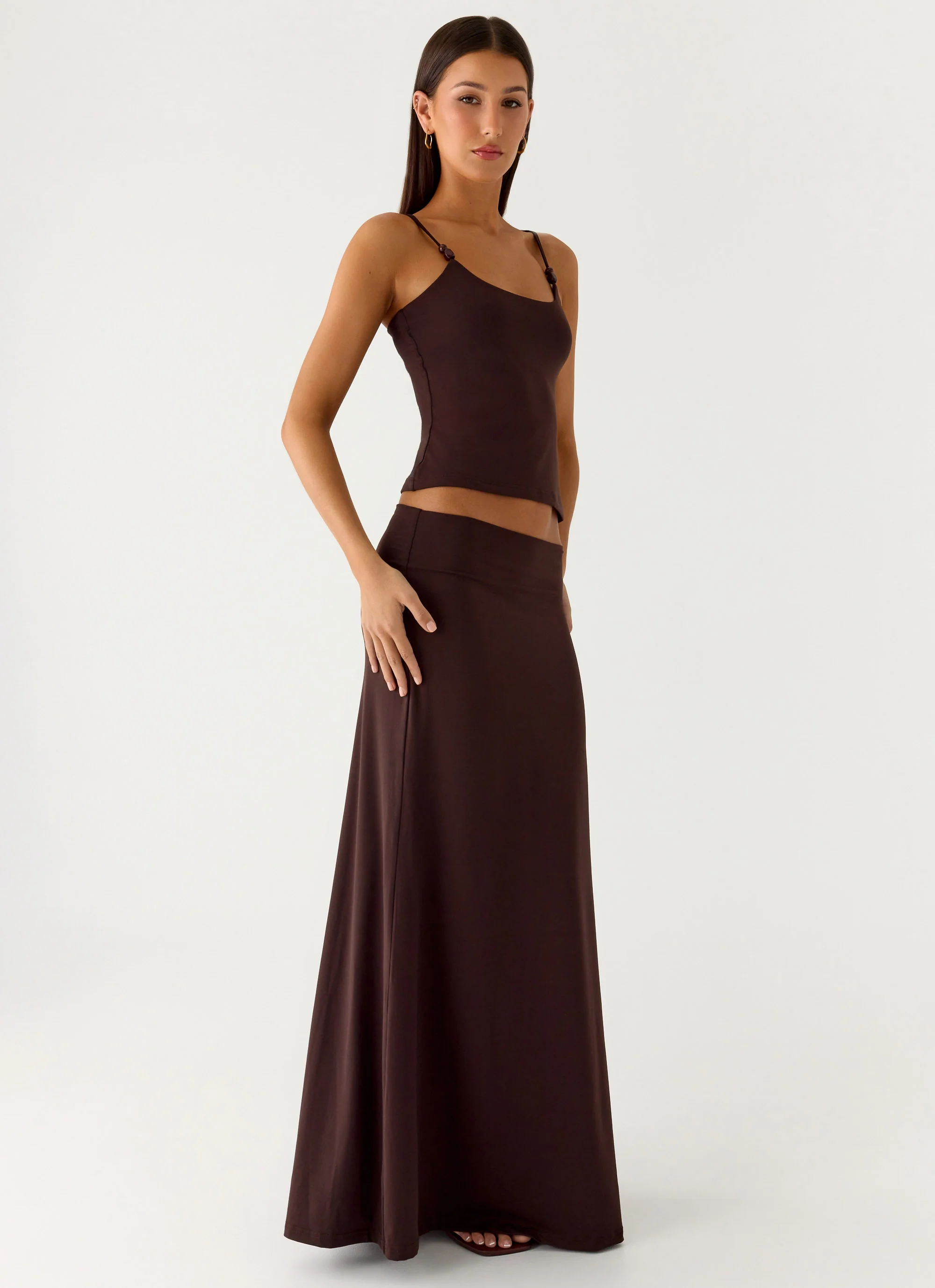 Like A Flower Maxi Skirt - Chocolate