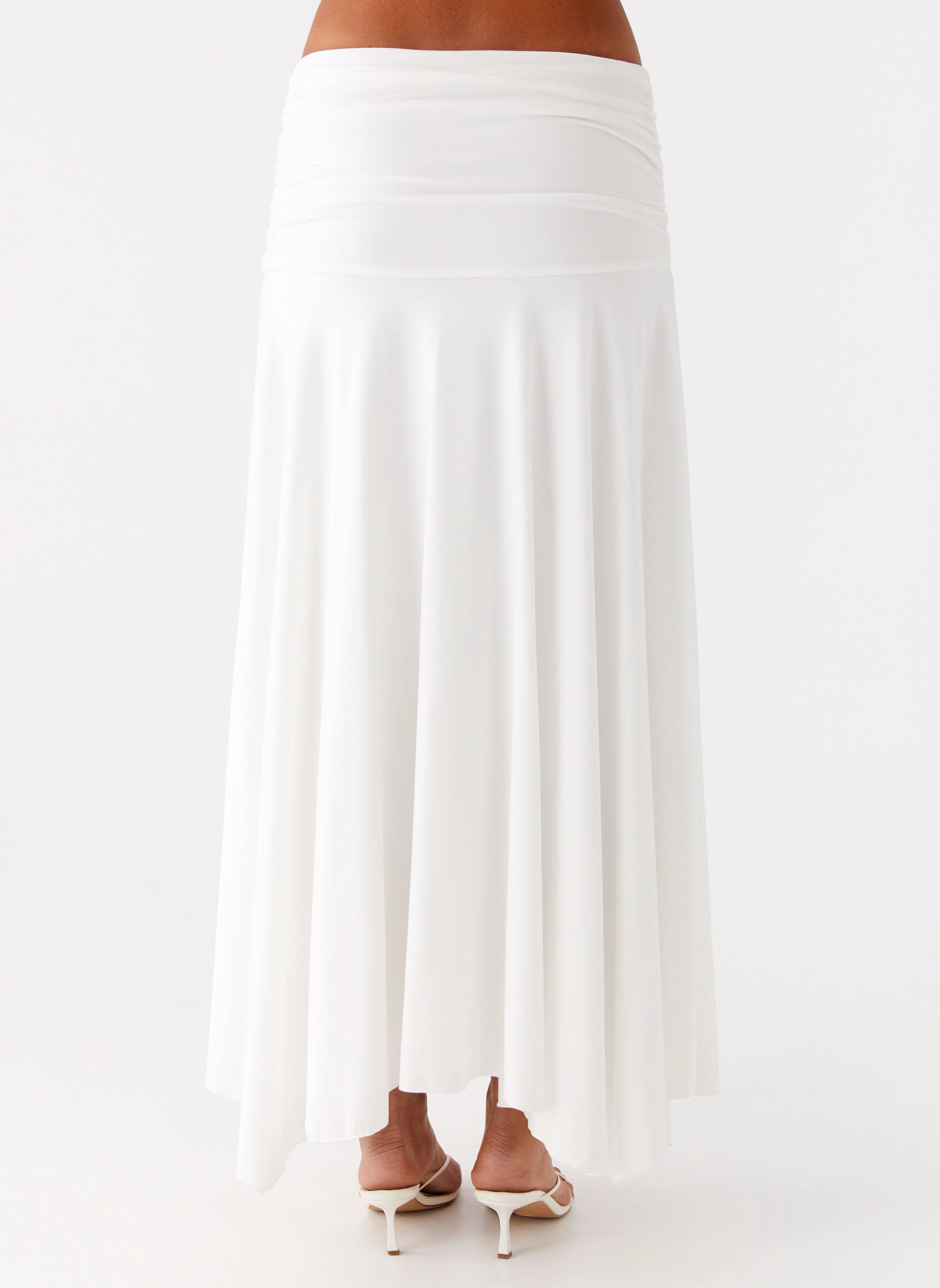 Liana Ruched Maxi Skirt - White
