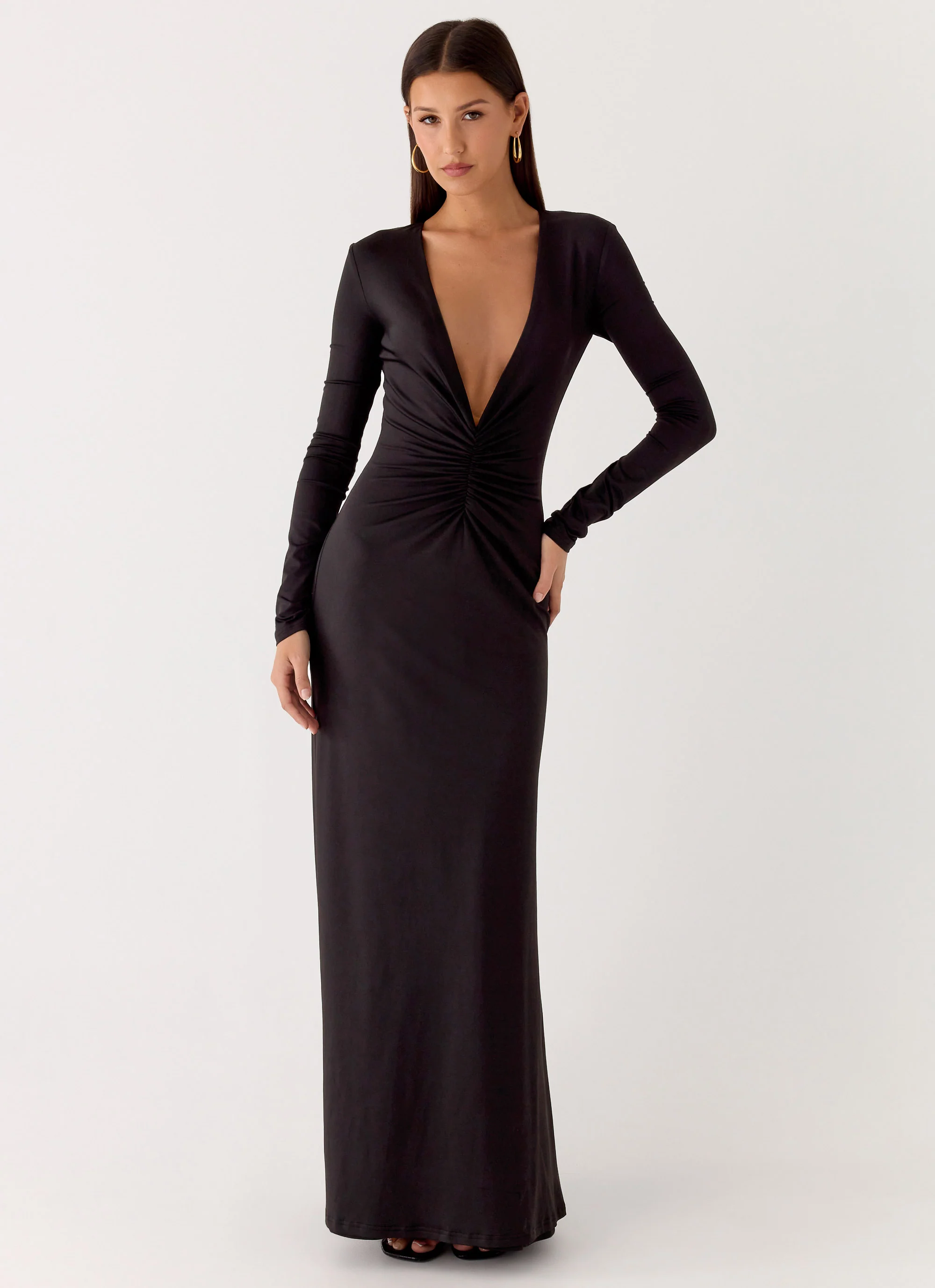 Palm Haze Maxi Dress - Black