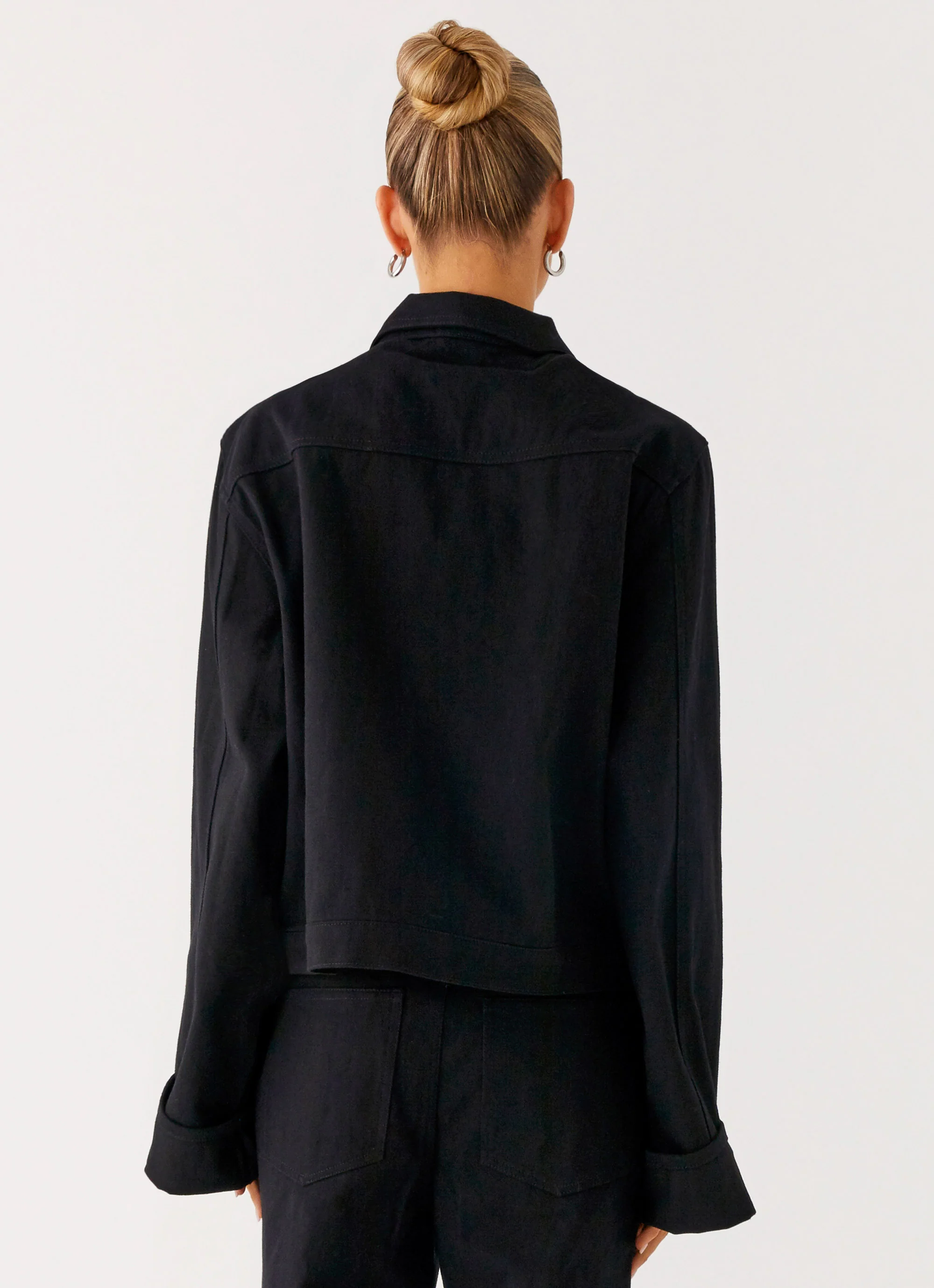 Back Again Oversized Denim Jacket - Black