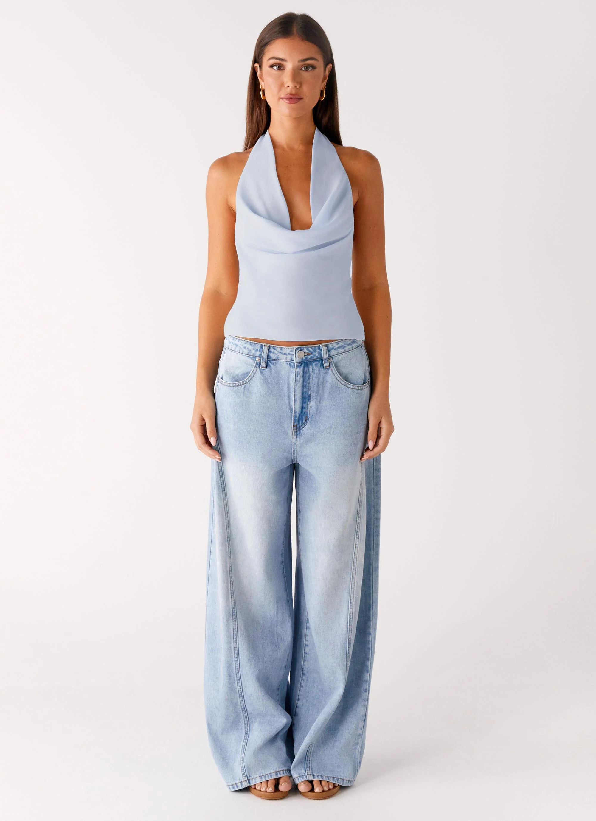 Charli Cowl Top - Blue