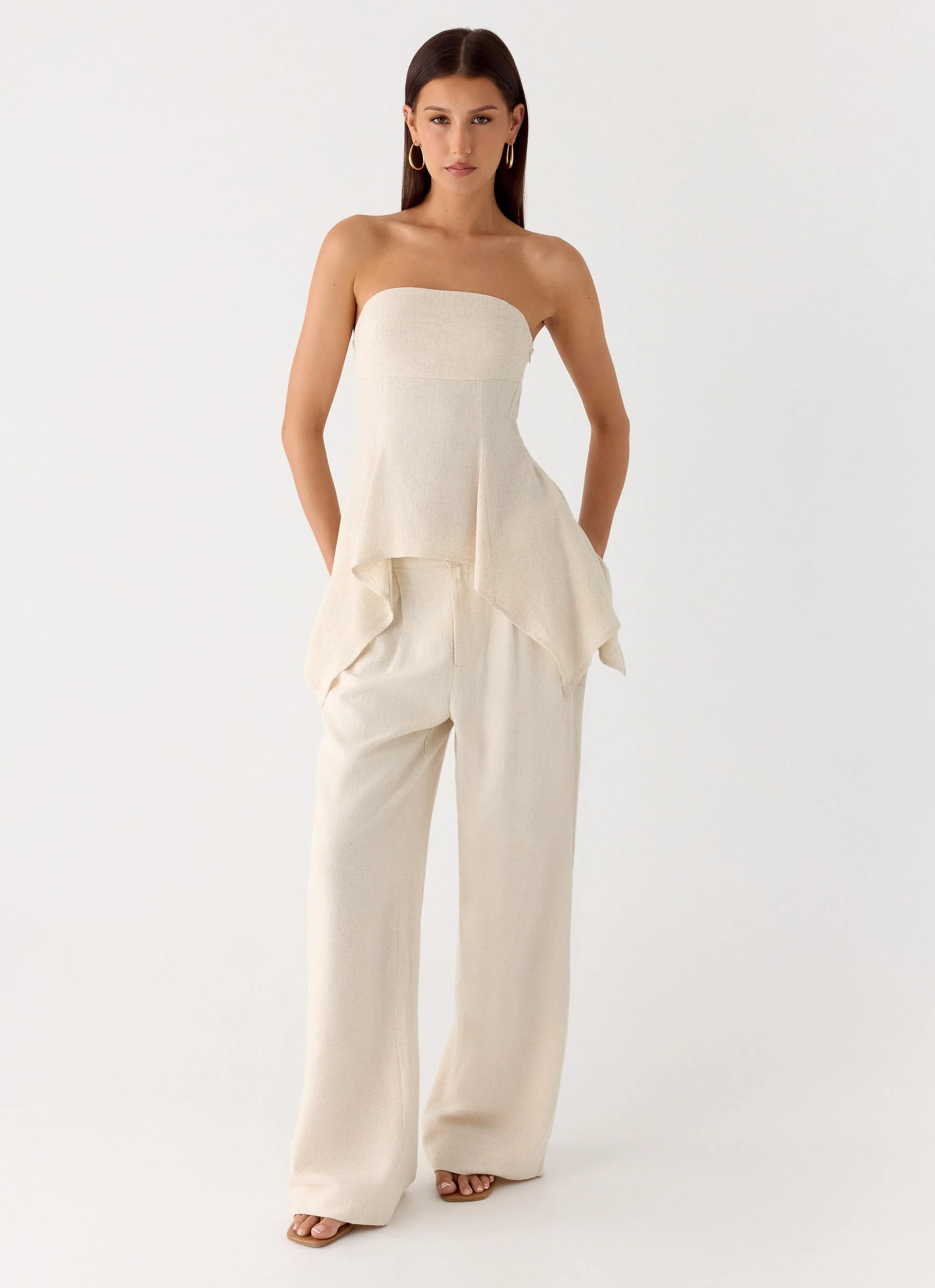 Delong Low Rise Linen Pants - Oatmeal