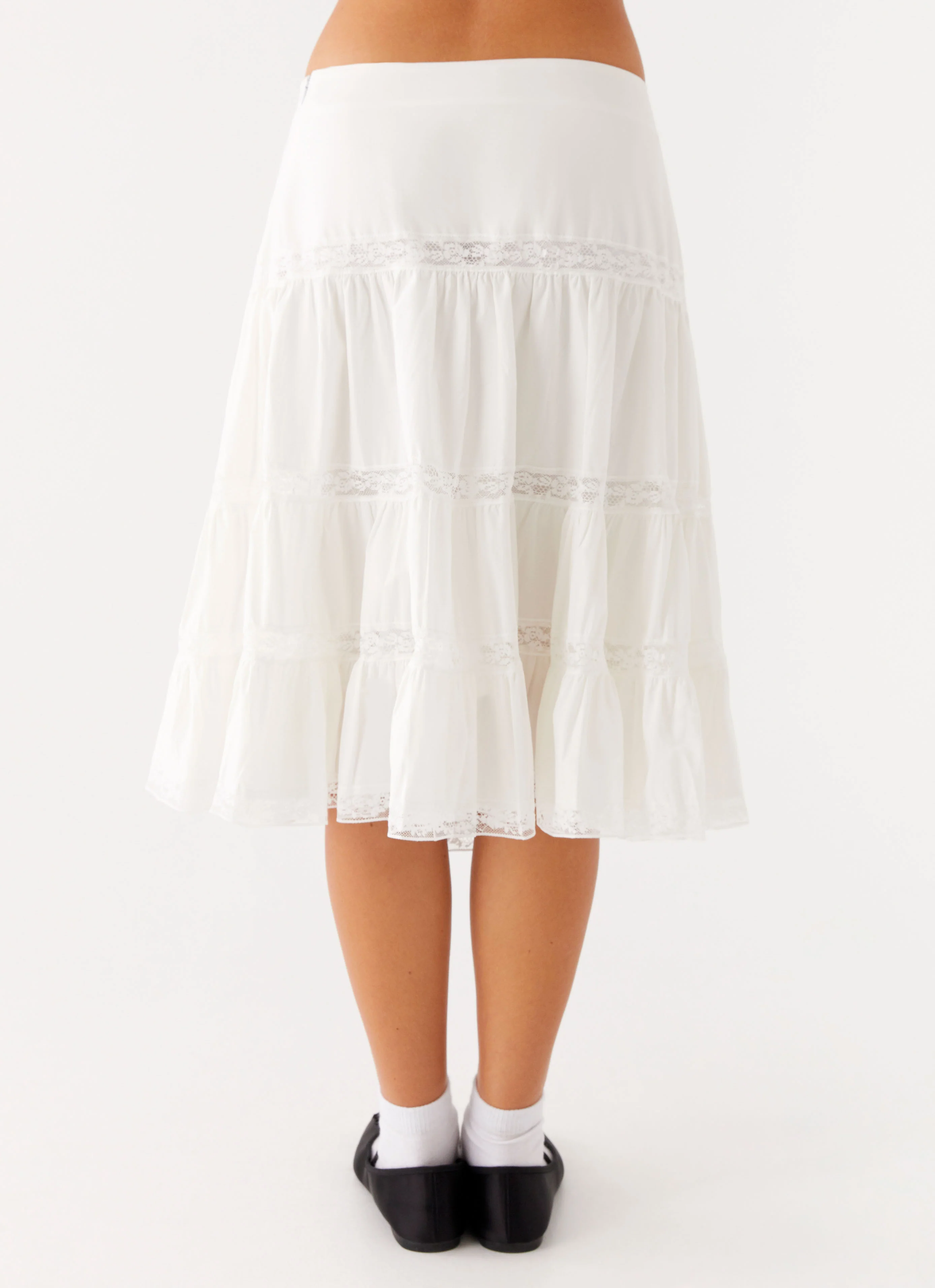 Good Vibes Midi Skirt - White