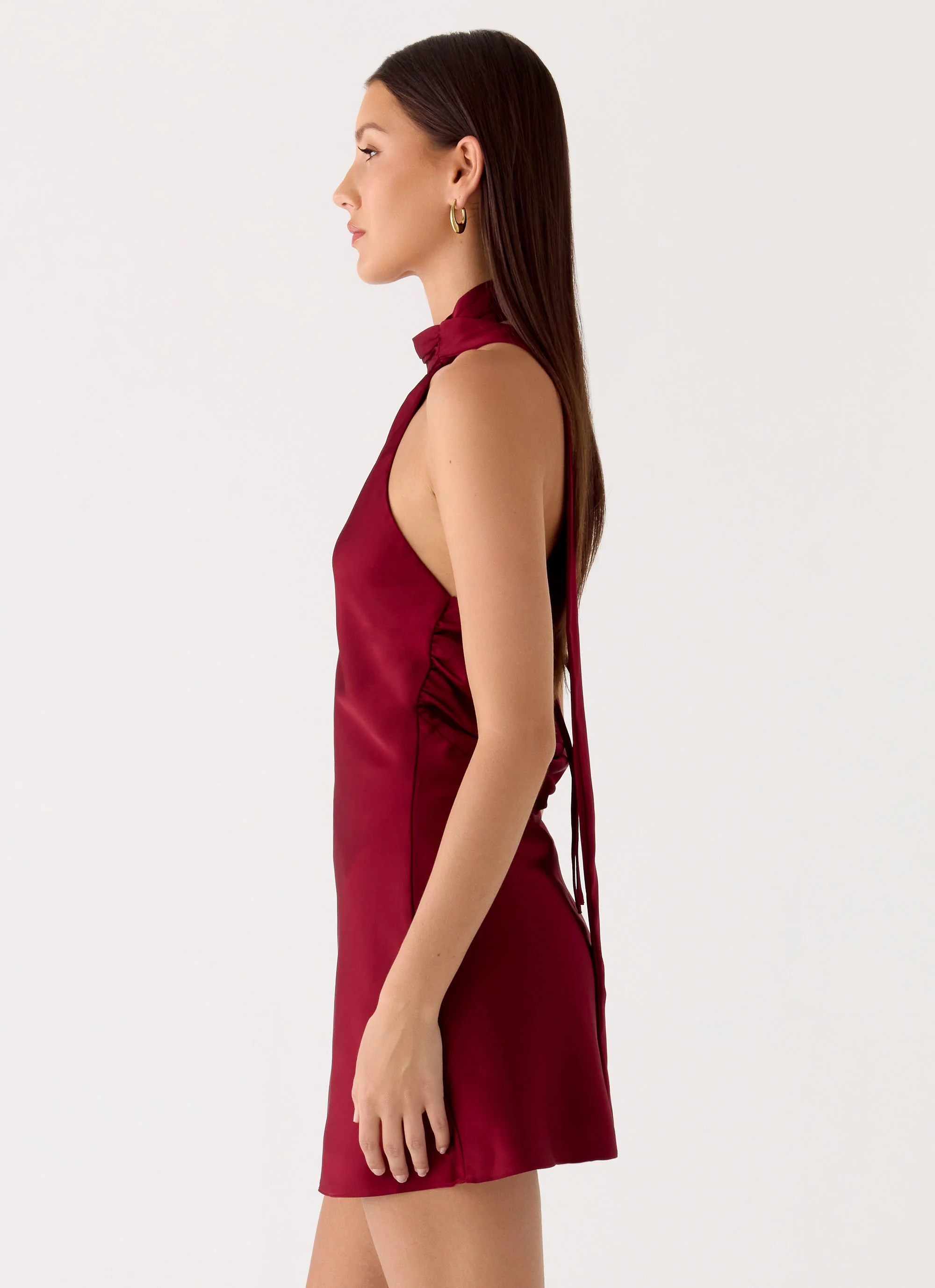 Keena Scarf Mini Dress - Burgundy