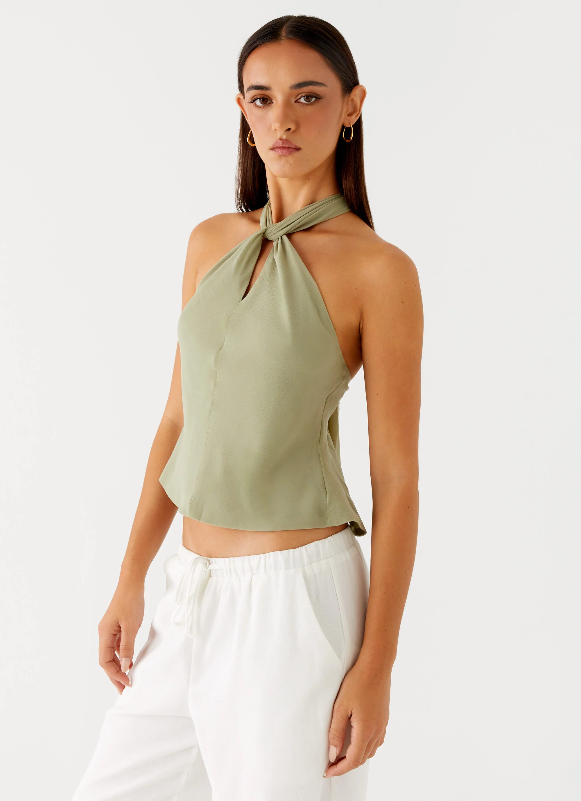 Maddox Scarf Top - Sage