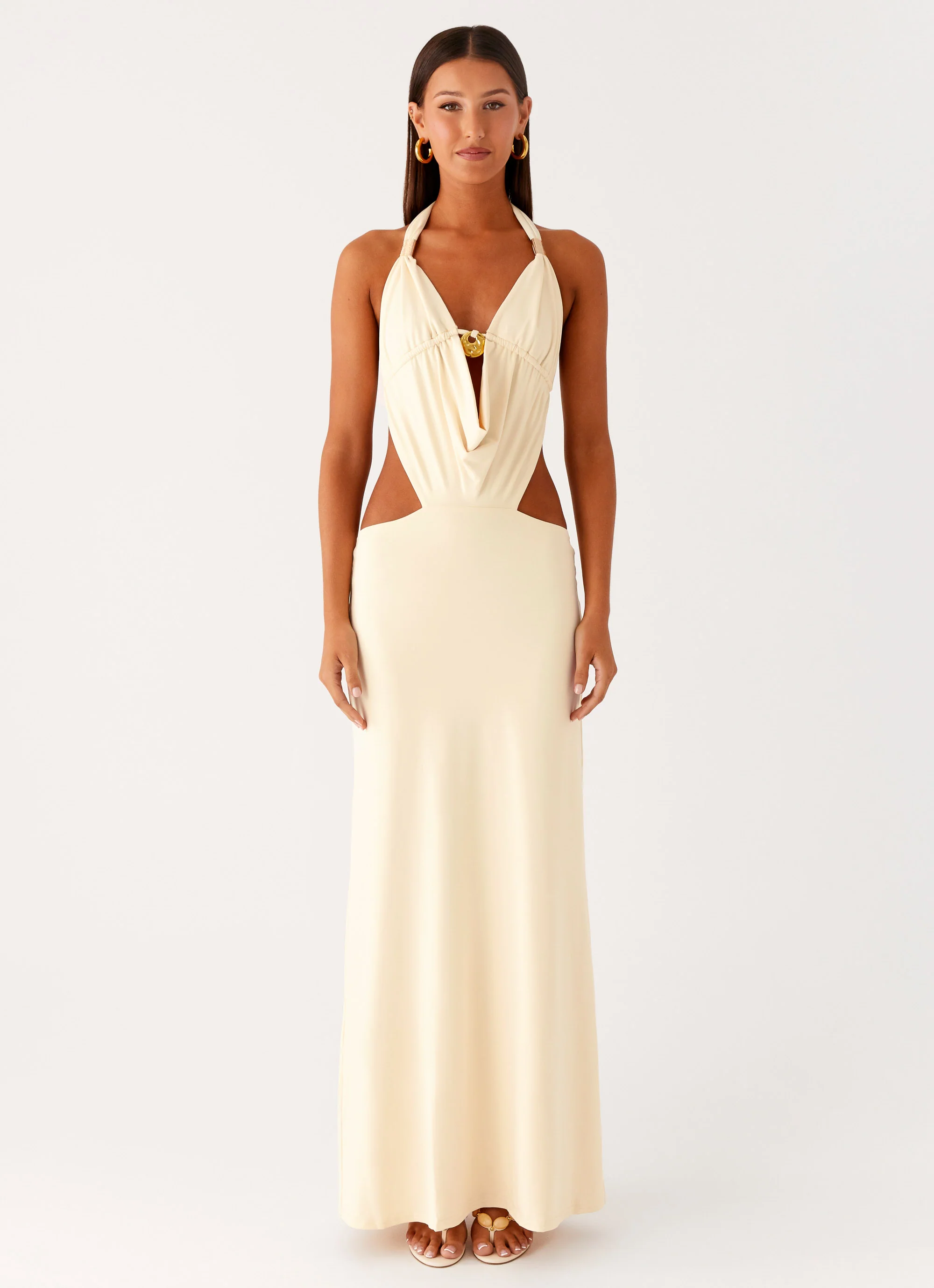 Torina Halter Maxi Dress - Lemon