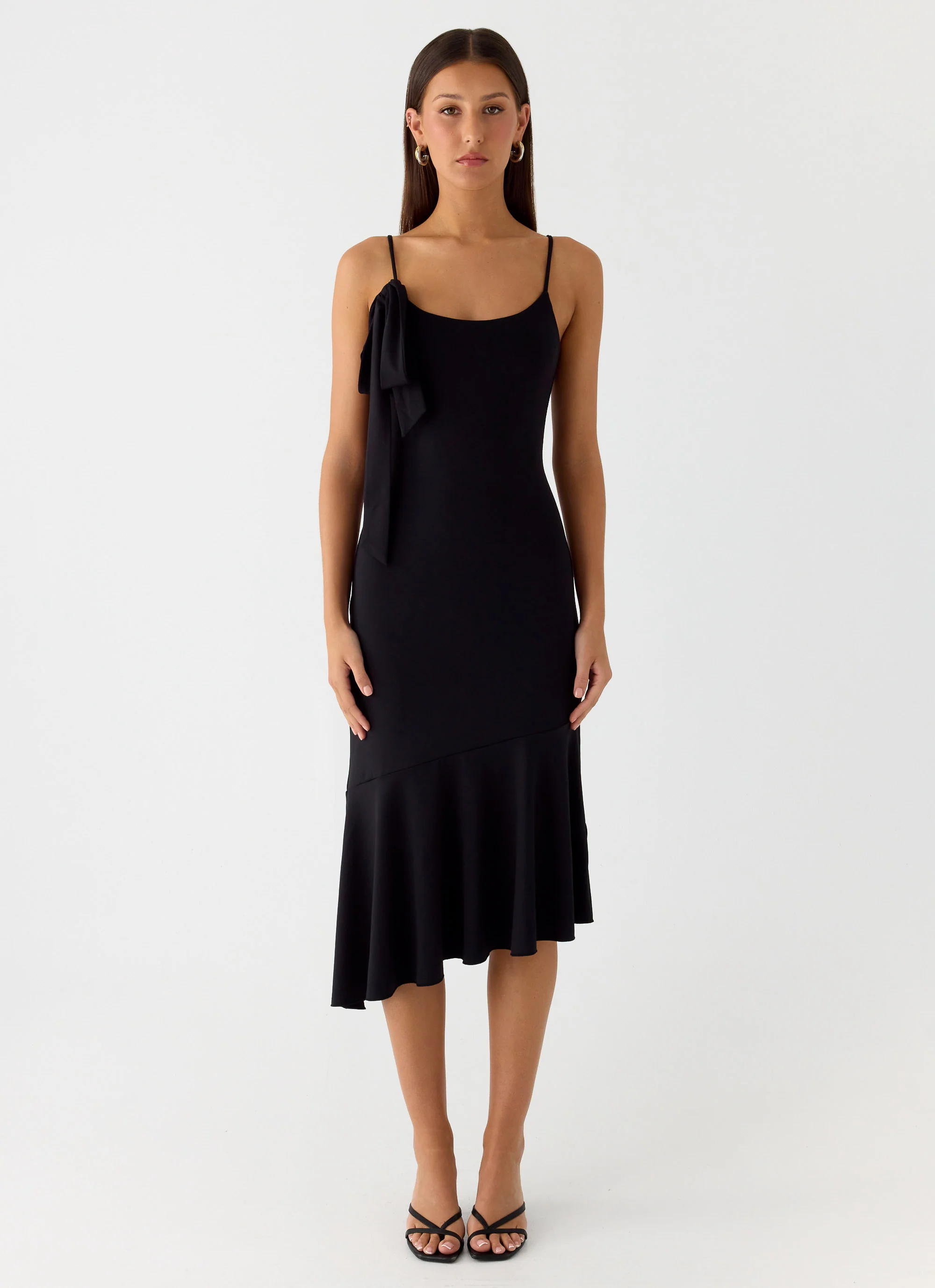 Tranquility Asymmetric Midi Dress - Black