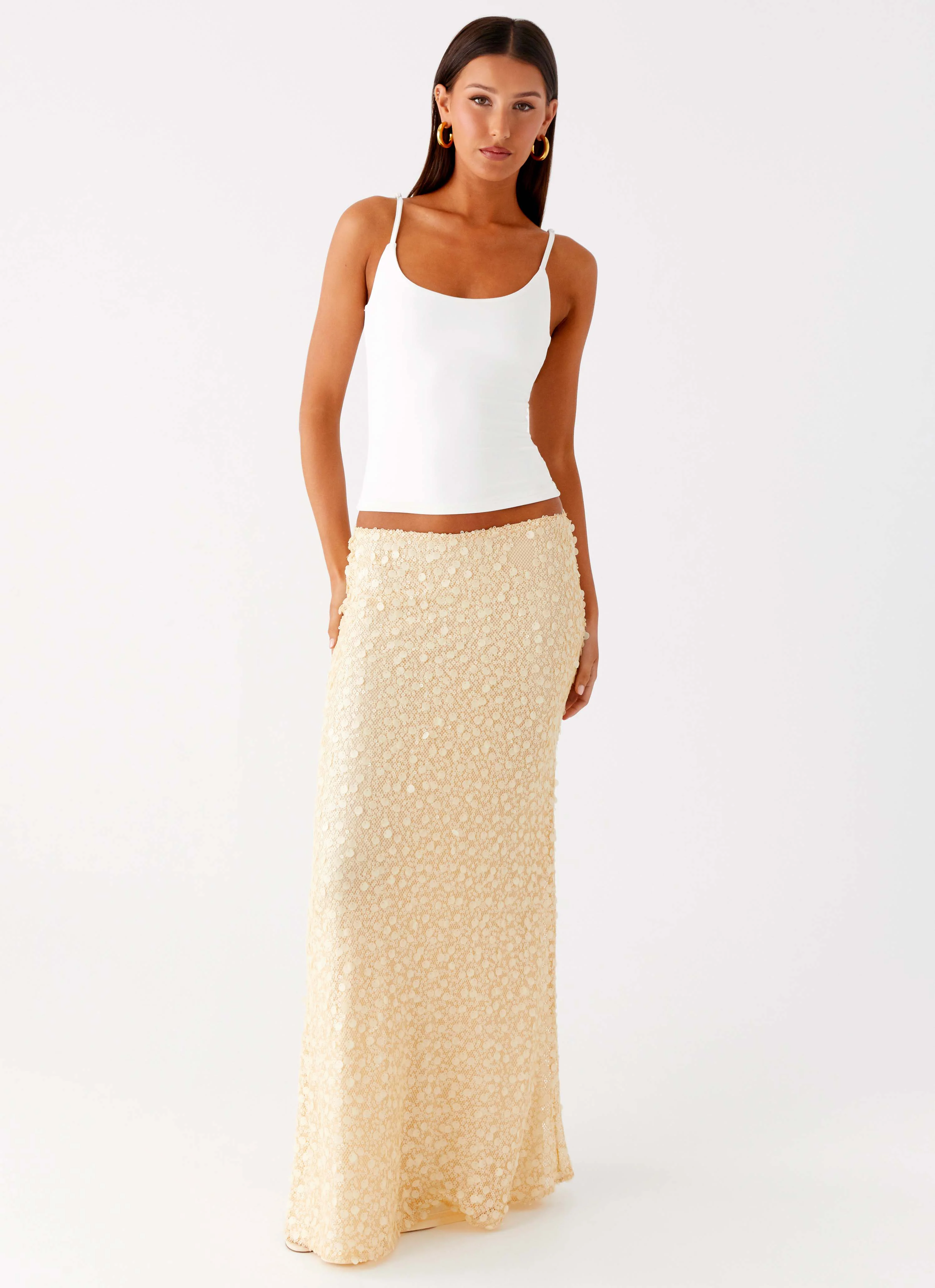 Honestly Sequin Maxi Skirt - Yellow