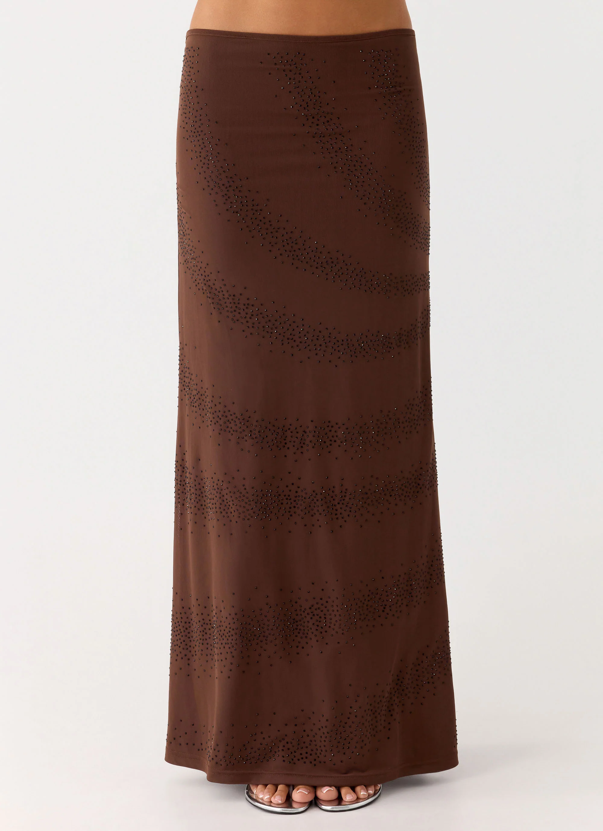 Sweet Sky Beaded Maxi Skirt - Chocolate