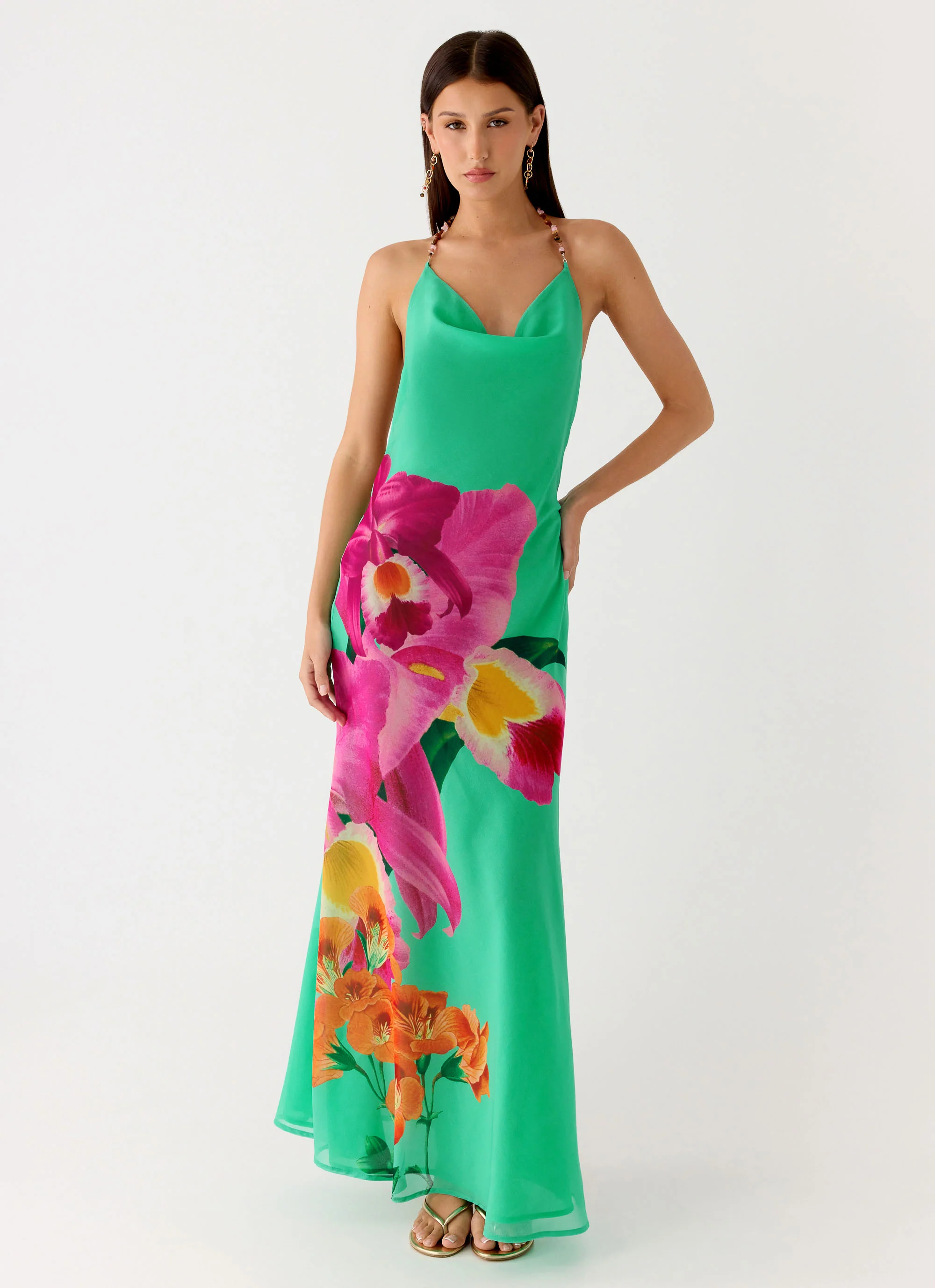 Morning Crush Cowl Maxi Dress - Jungle Bloom
