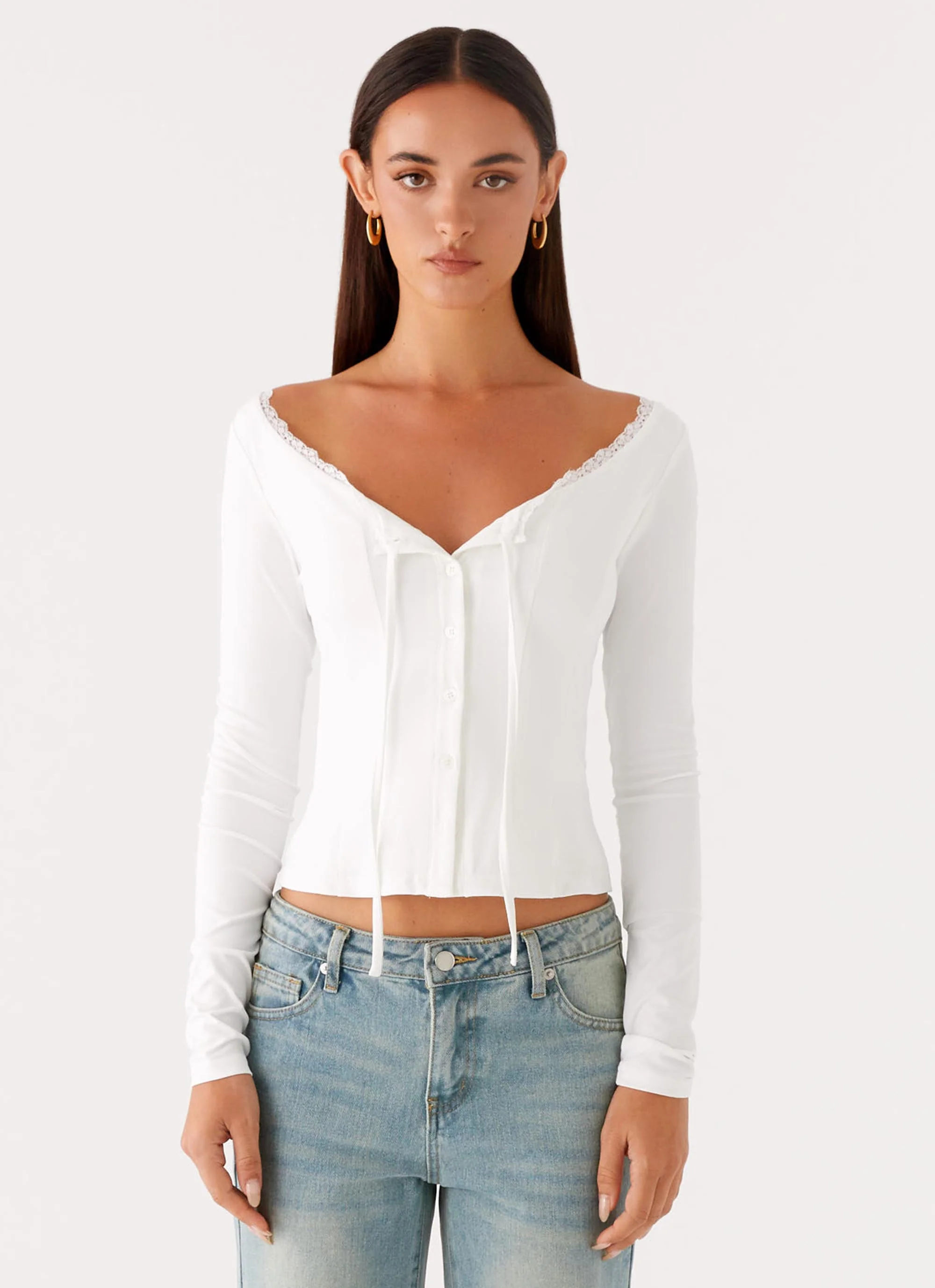 Moda Long Sleeve Top - White