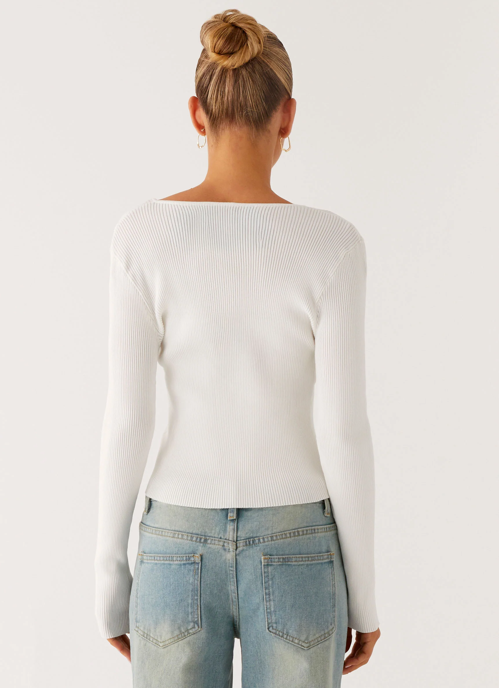 Wonderwall Lace Up Long Sleeve Top - White
