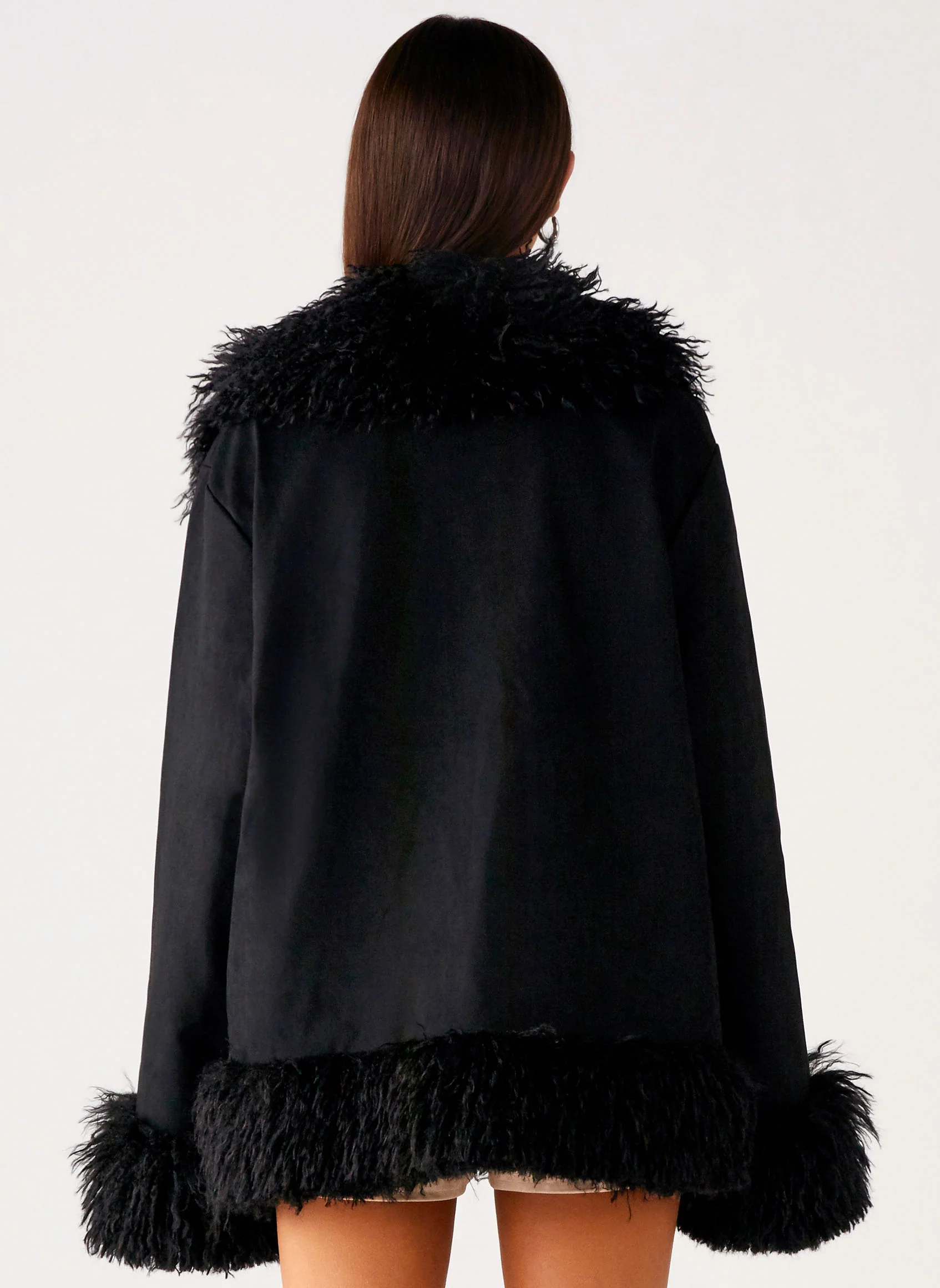 Carmelita Faux Fur Trim Jacket - Black