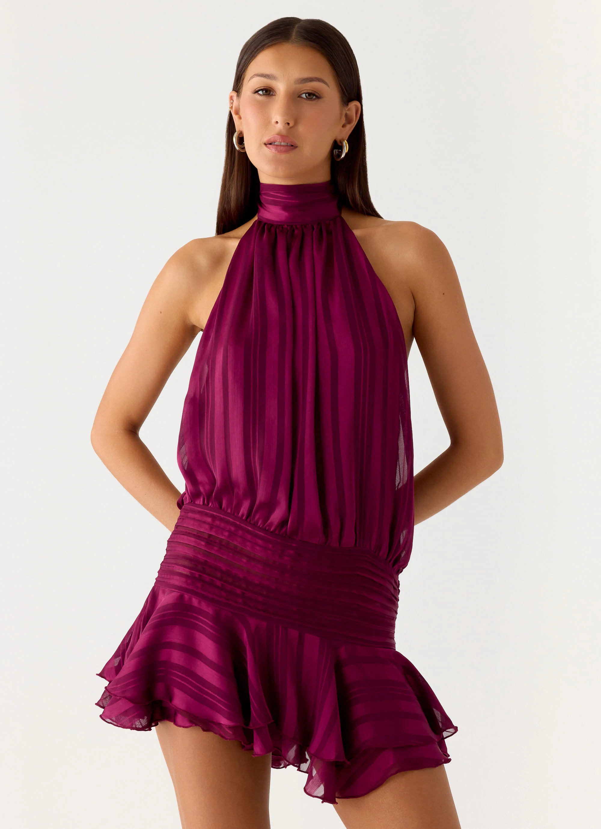 Willow Chiffon Mini Dress - Plum