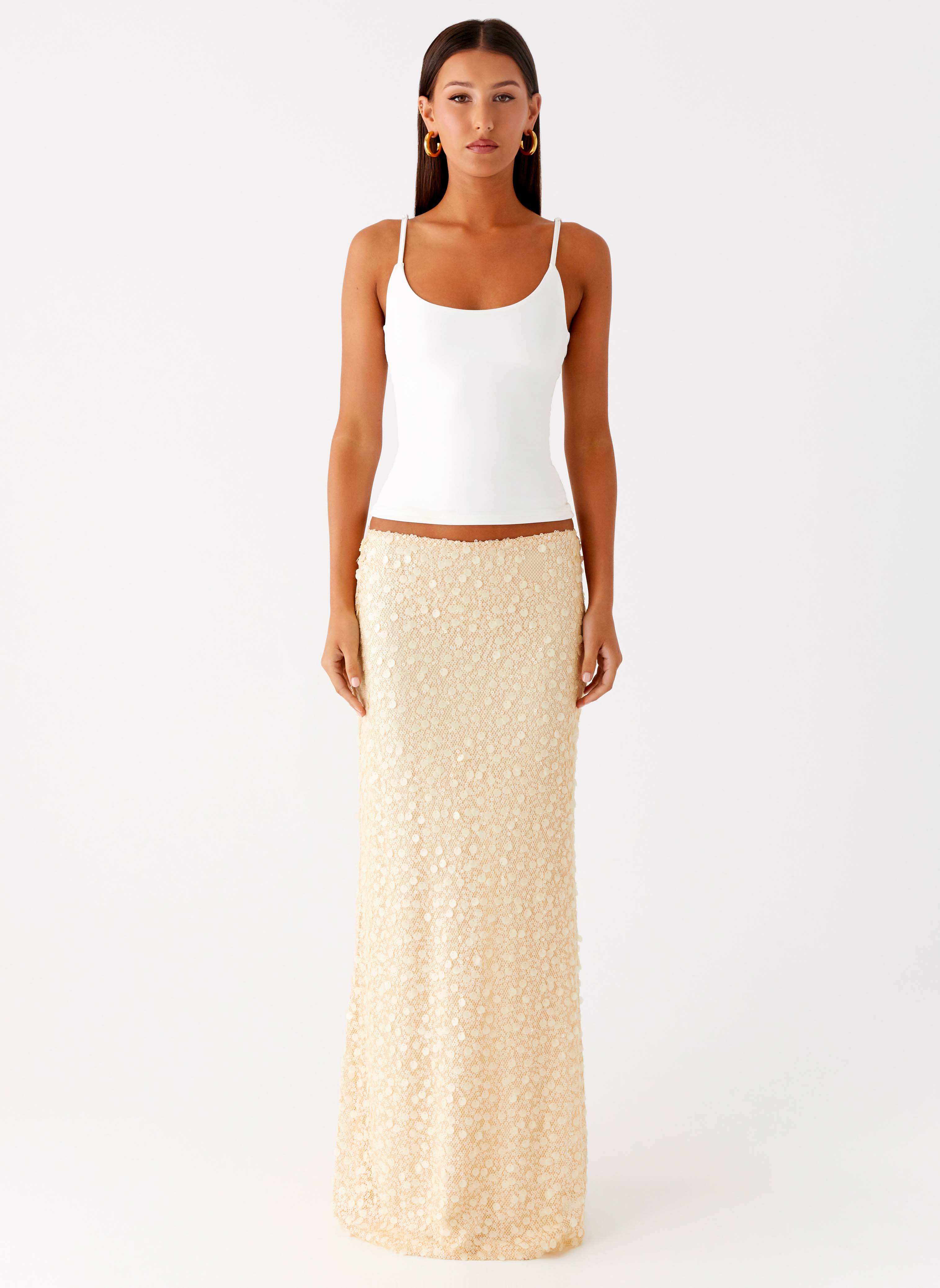 Honestly Sequin Maxi Skirt - Yellow