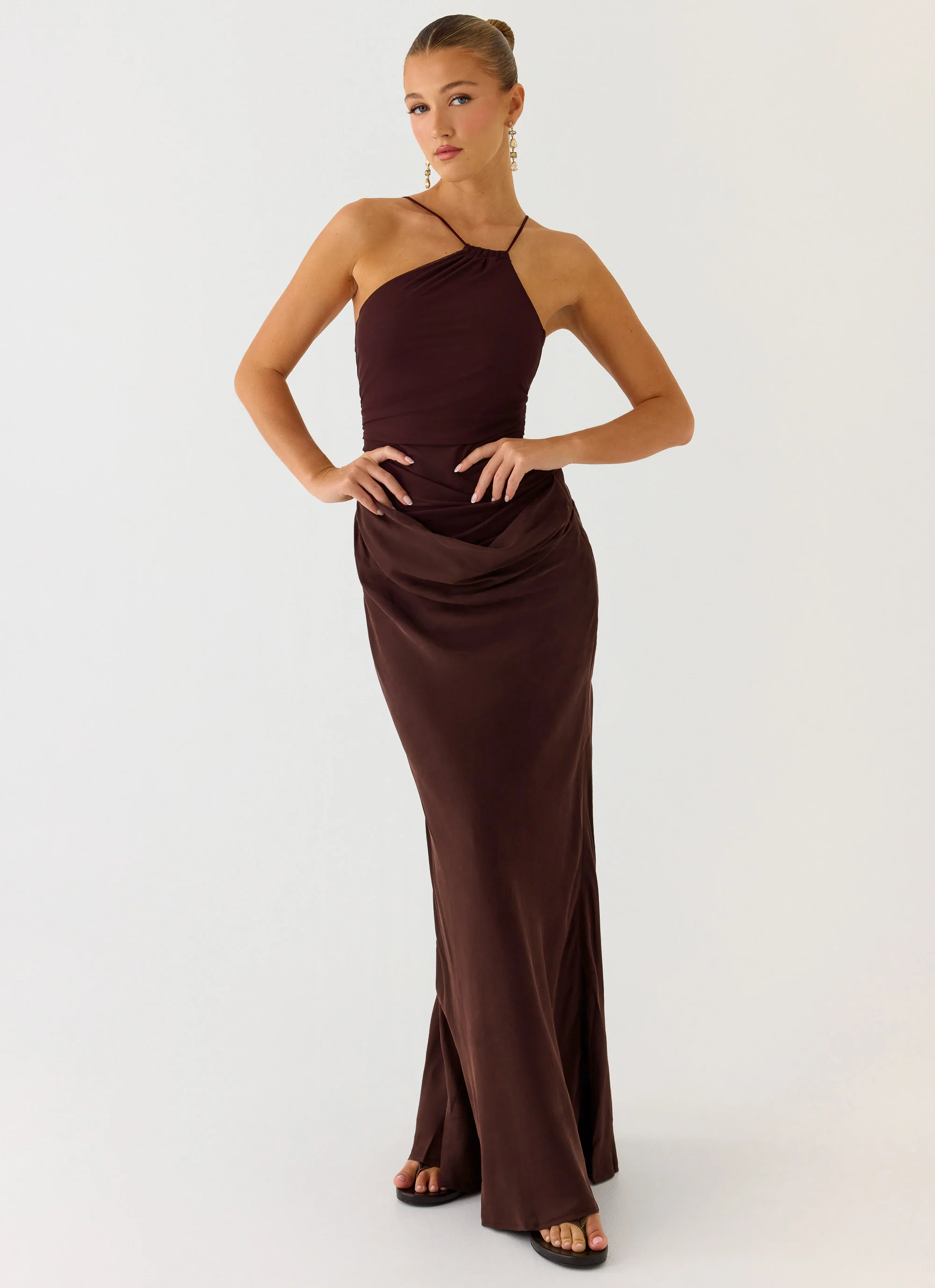Pristin Cupro Maxi Dress - Cool Chocolate