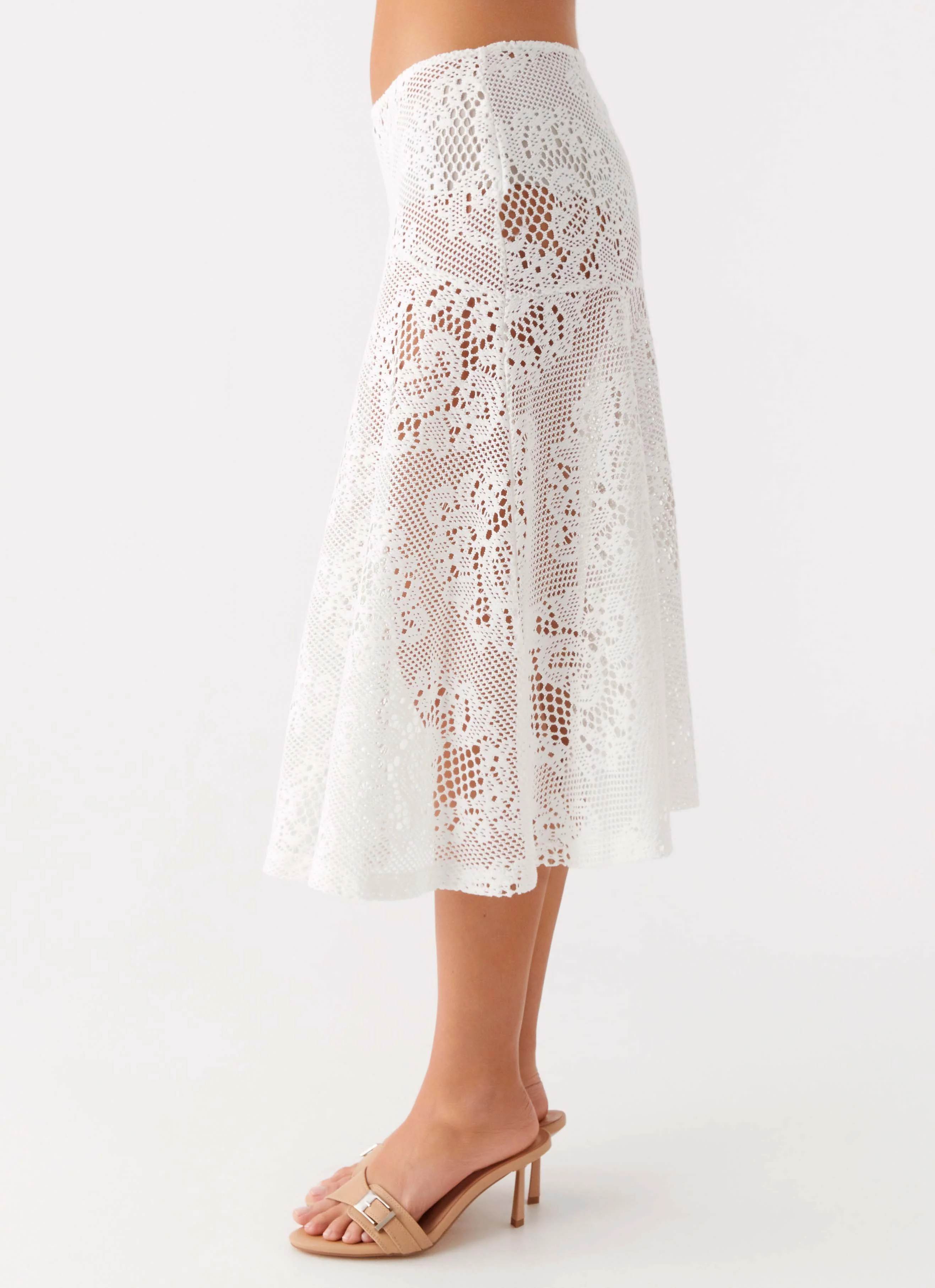 Virelle Lace Midi Skirt - Ivory
