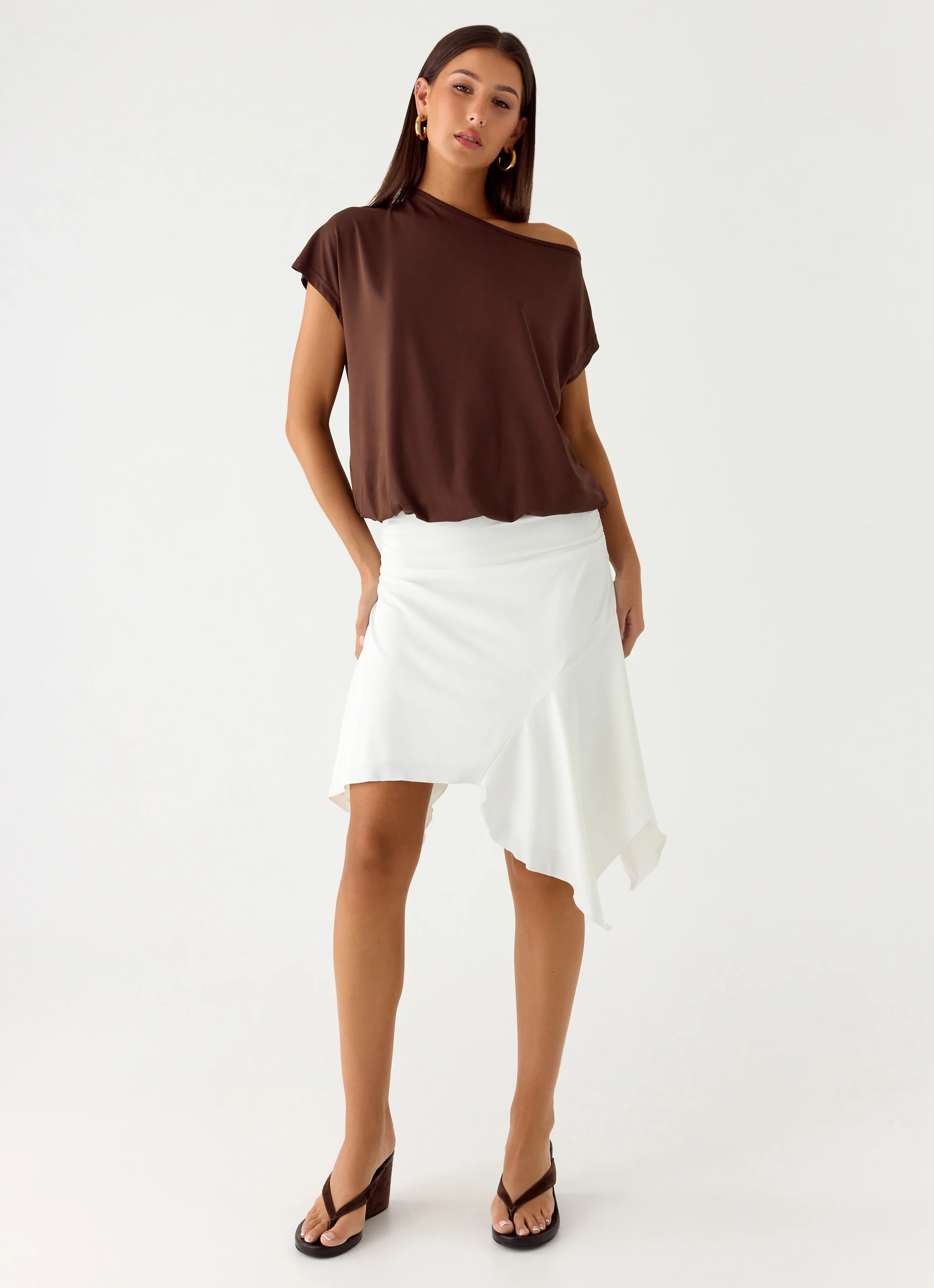 Raeni Off Shoulder Top - Chocolate