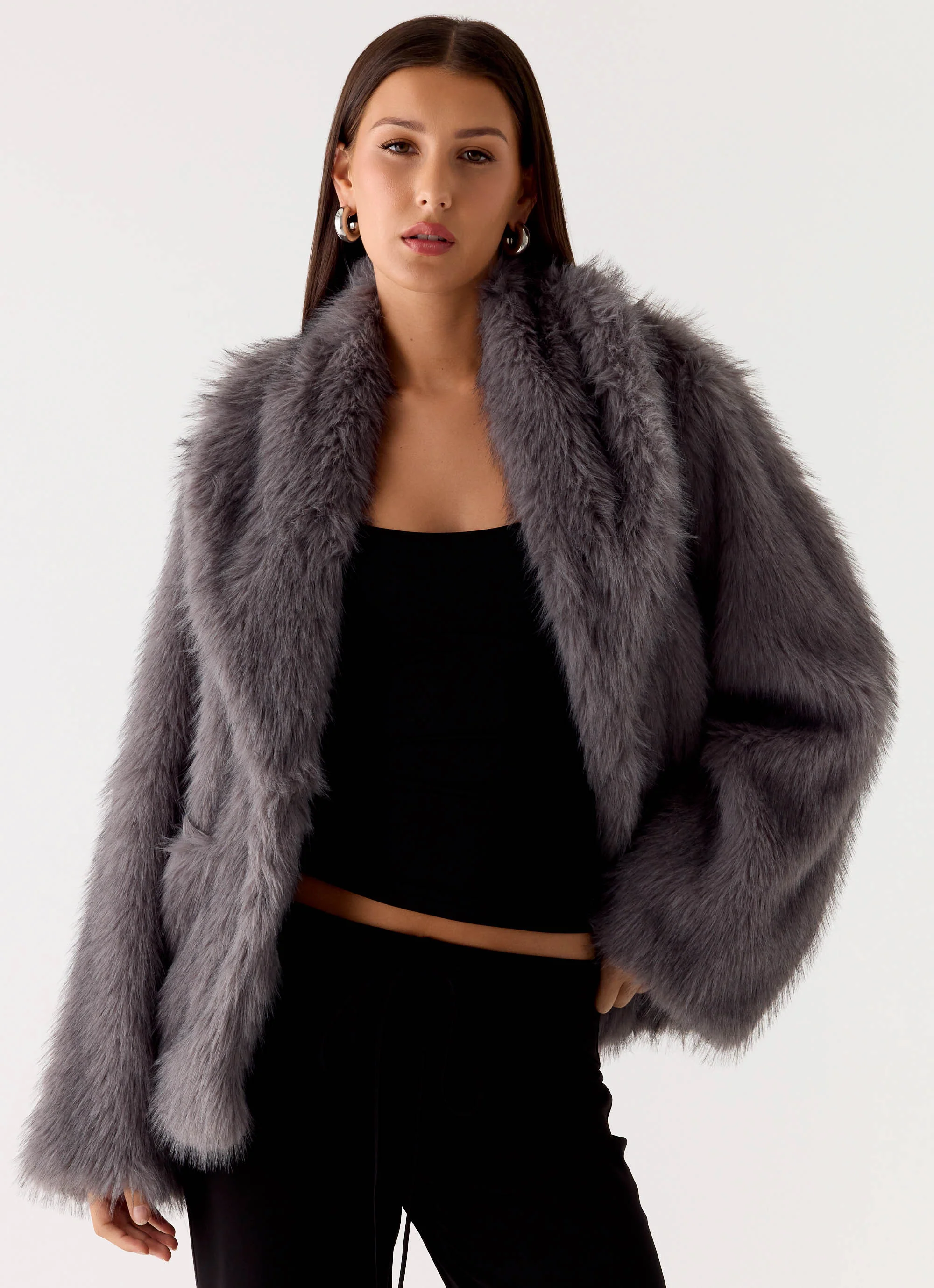 Katiana Faux Fur Jacket - Grey