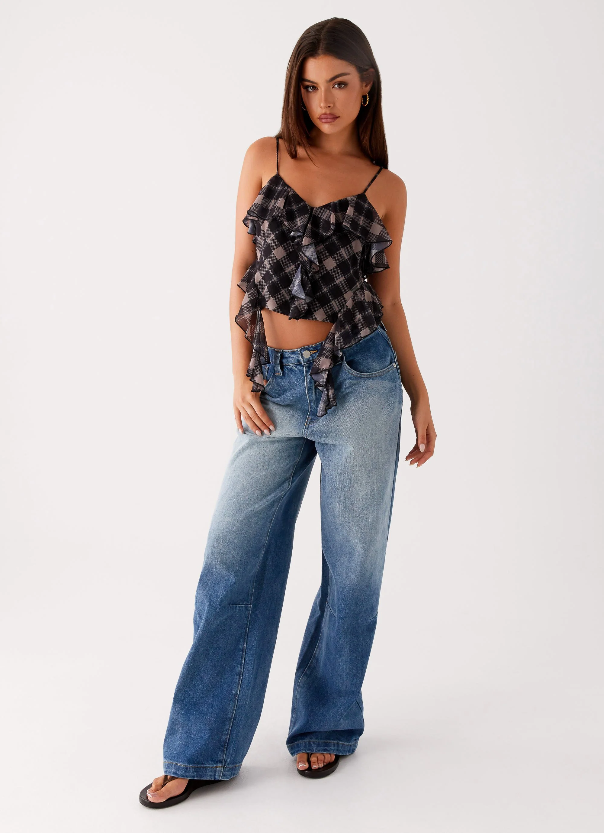 Jessie Cami Top - Taupe Check