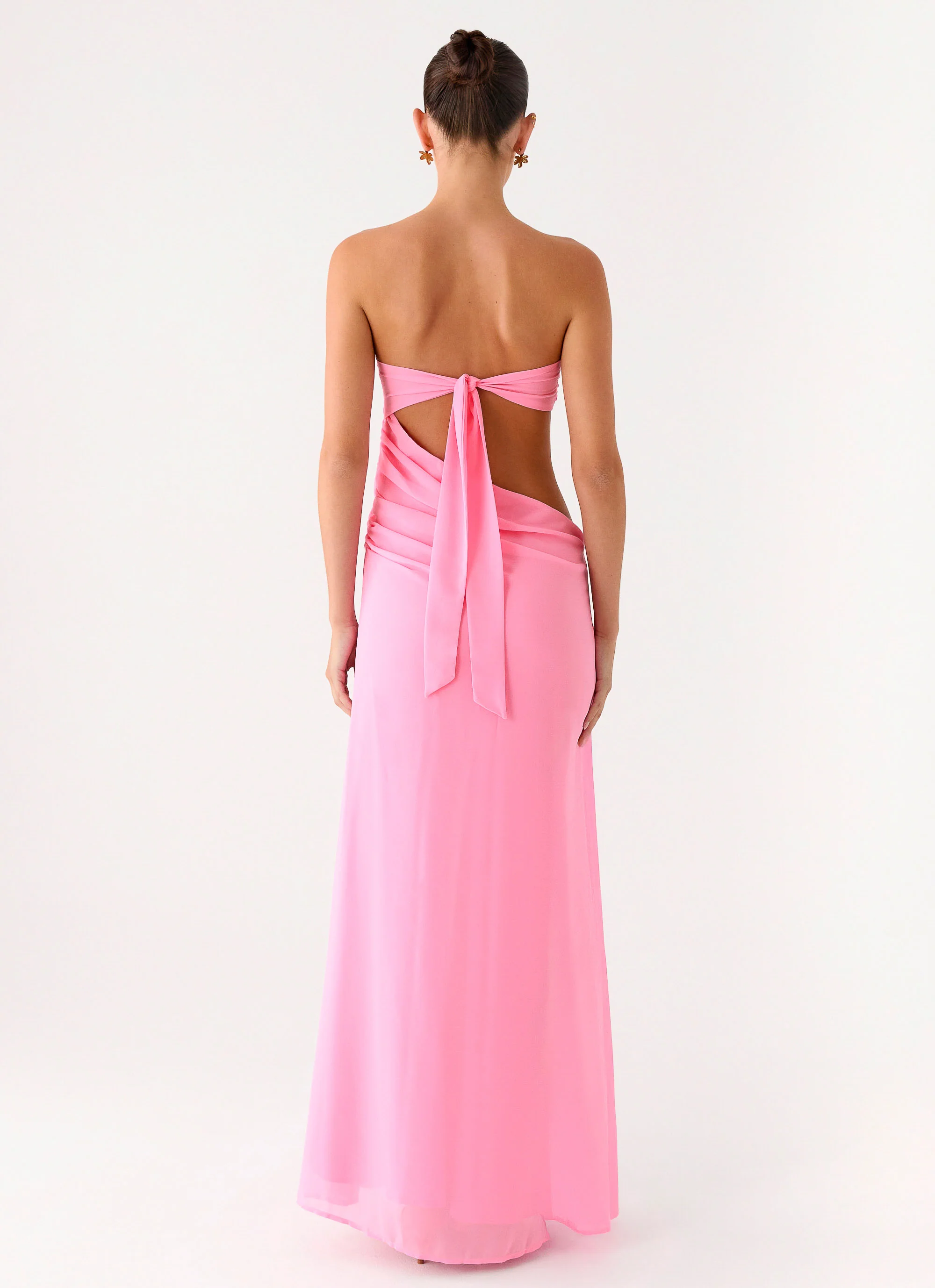 Falling Forever Strapless Beaded Maxi Dress - Pink