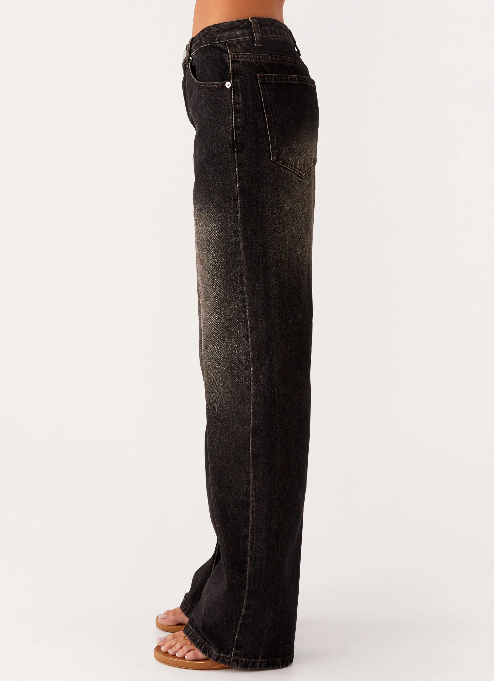 Back Again Straight Leg Denim Jeans - Acid Charcoal