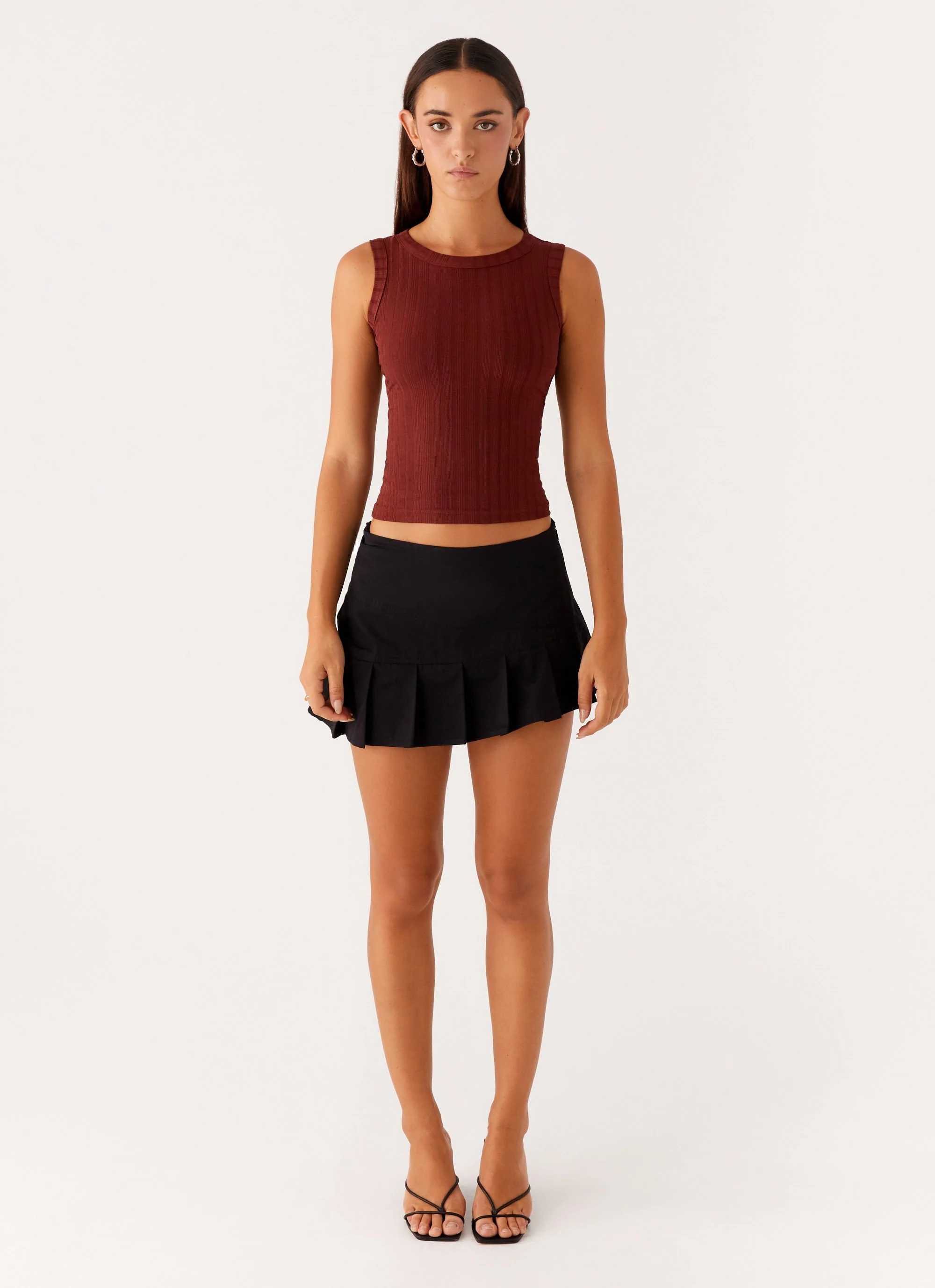Malene Ribbed Top - Brown