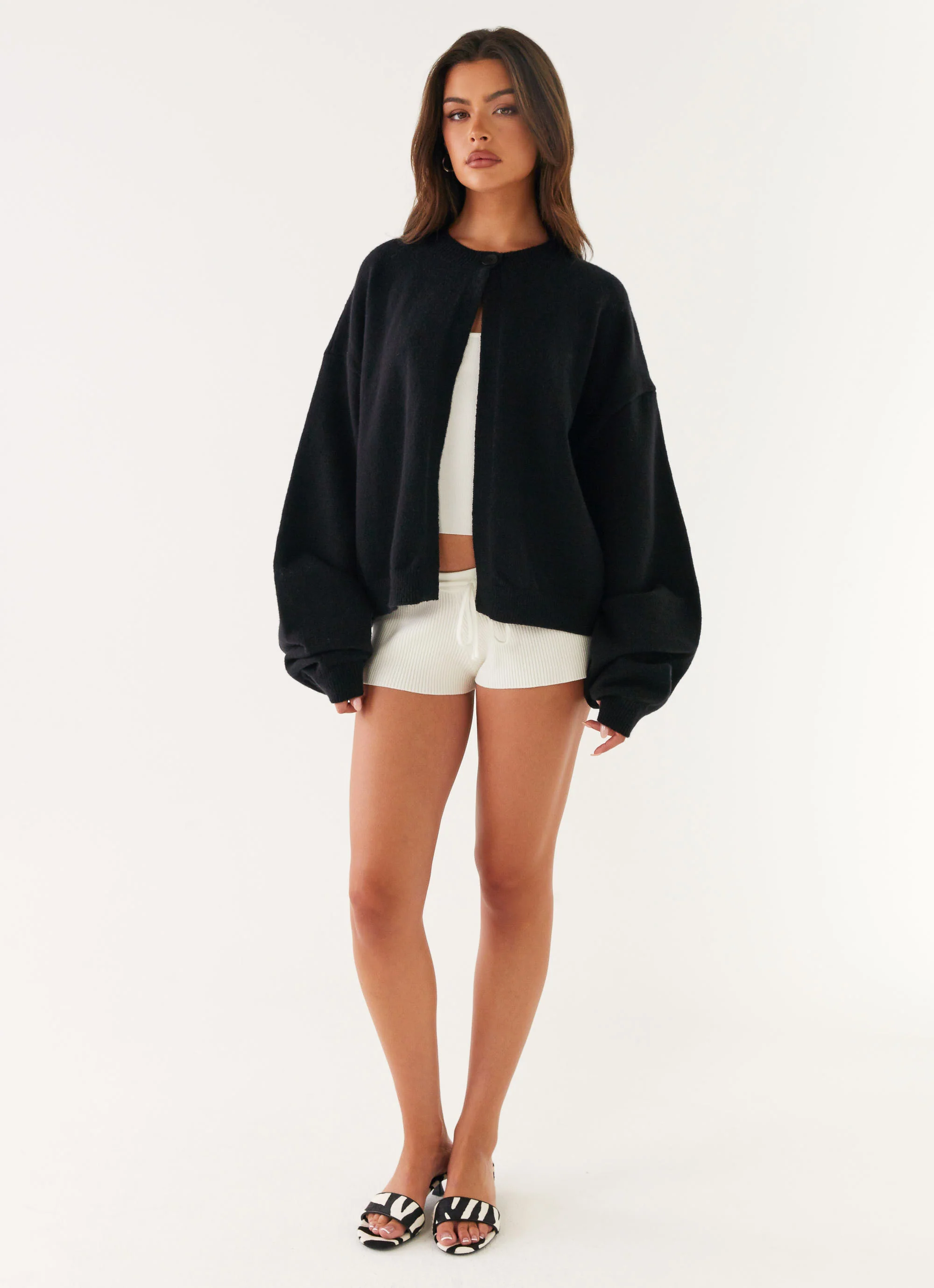 Annie One Button Cardigan - Black