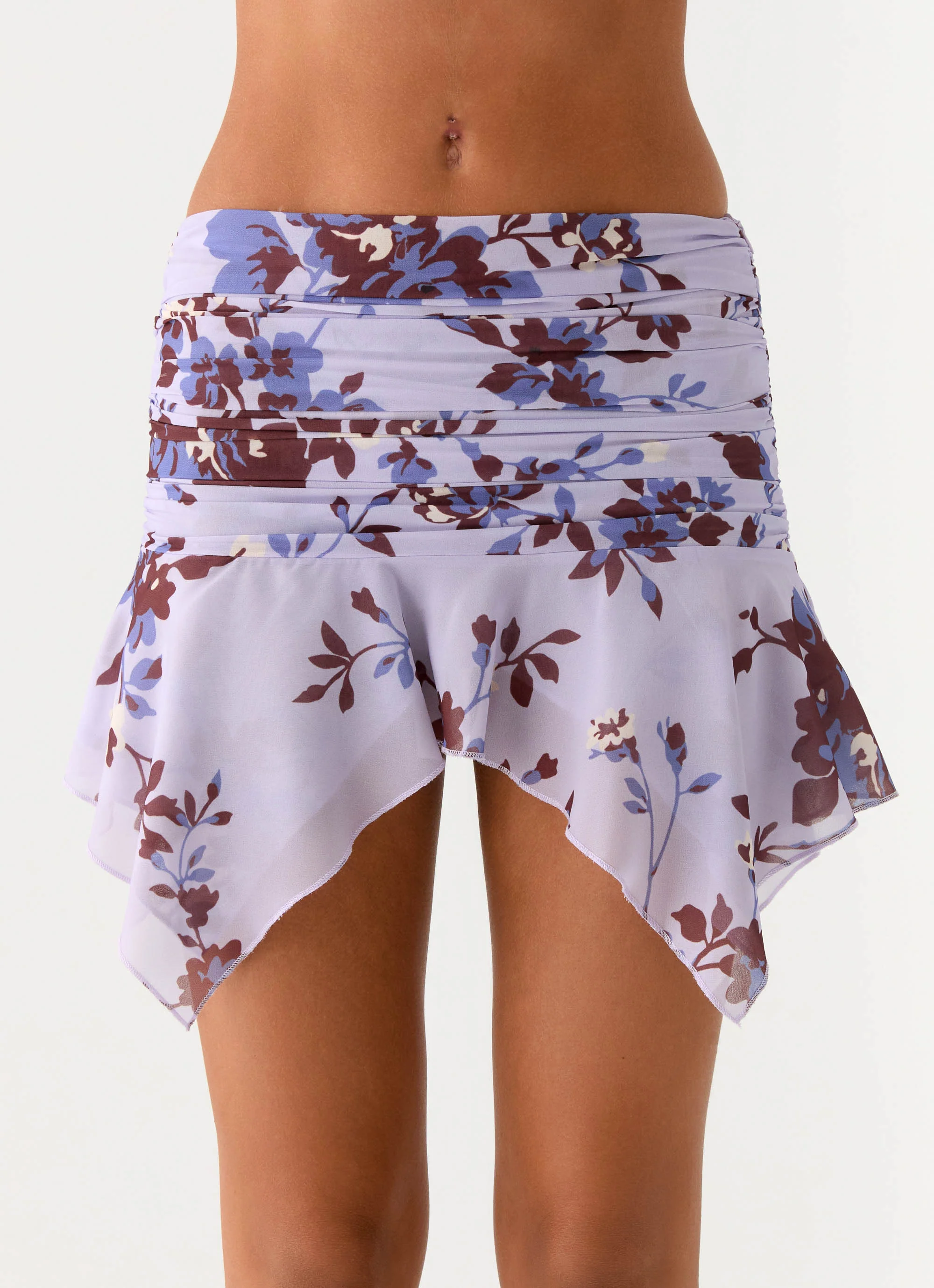 Altego Low Rise Hanky Mini Skirt - Antique Lilac Floral