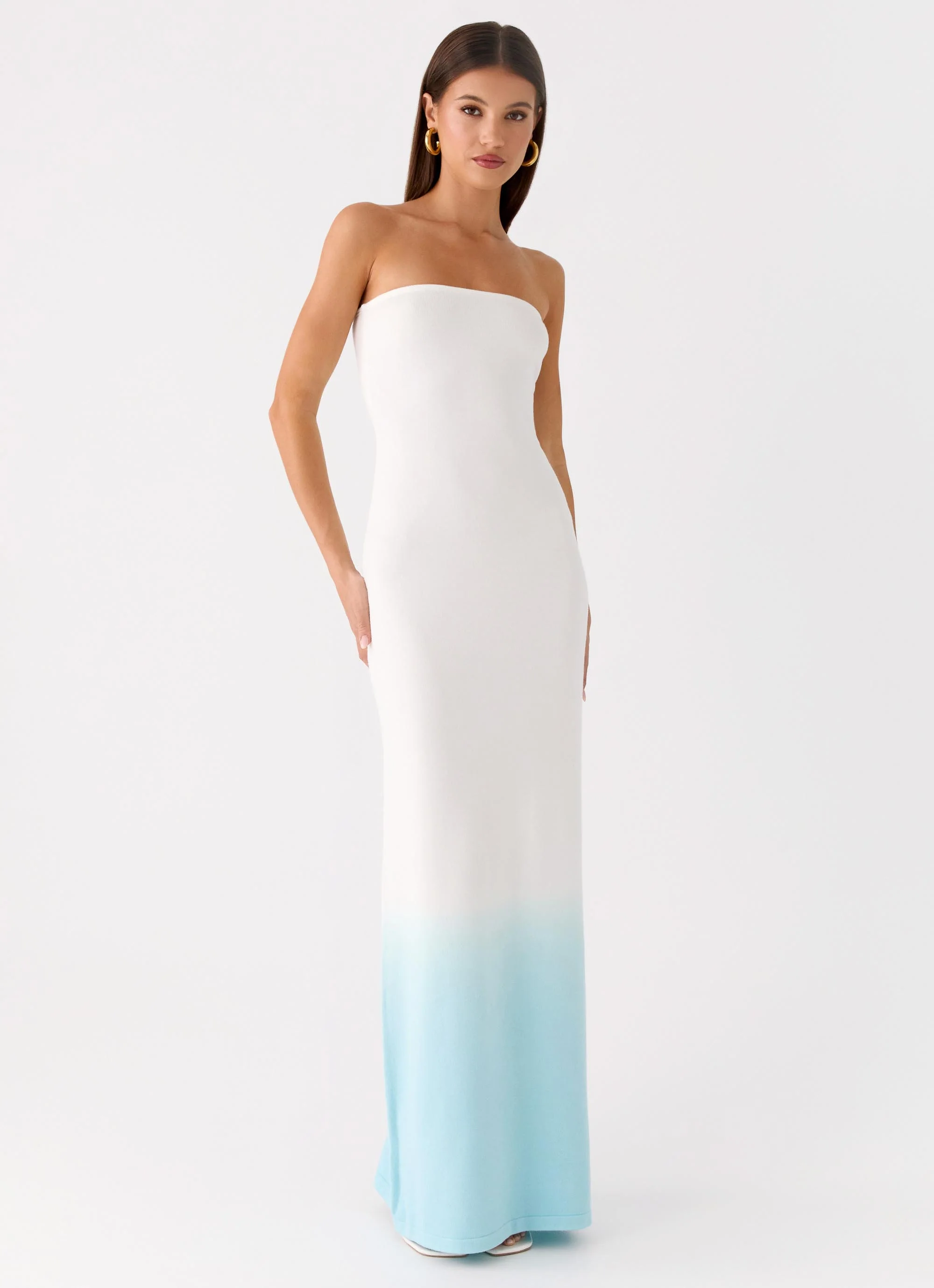 Soft Spoken Knit Maxi Dress - Blue Ombre
