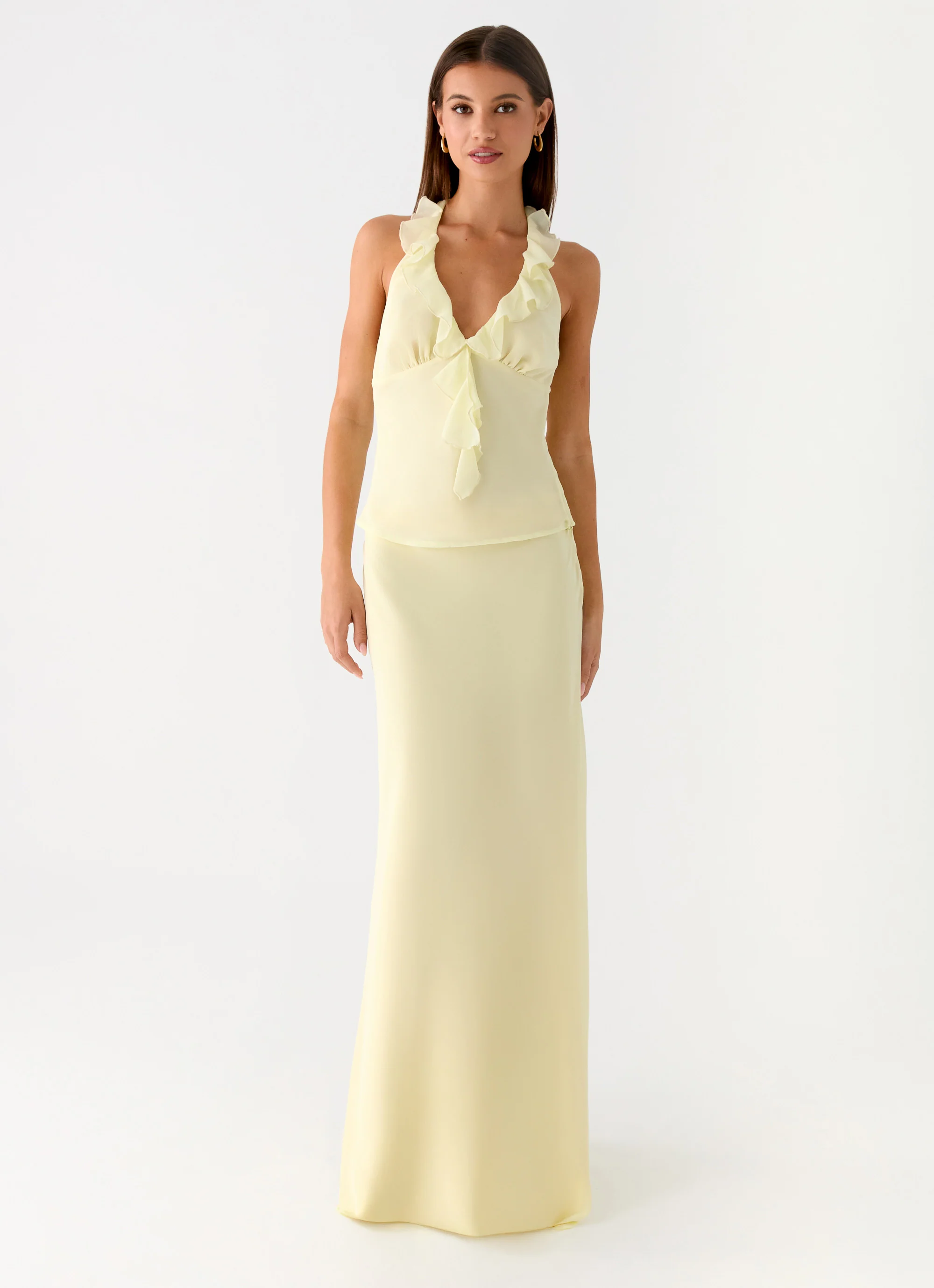 Star Girl Chiffon Maxi Skirt - Yellow