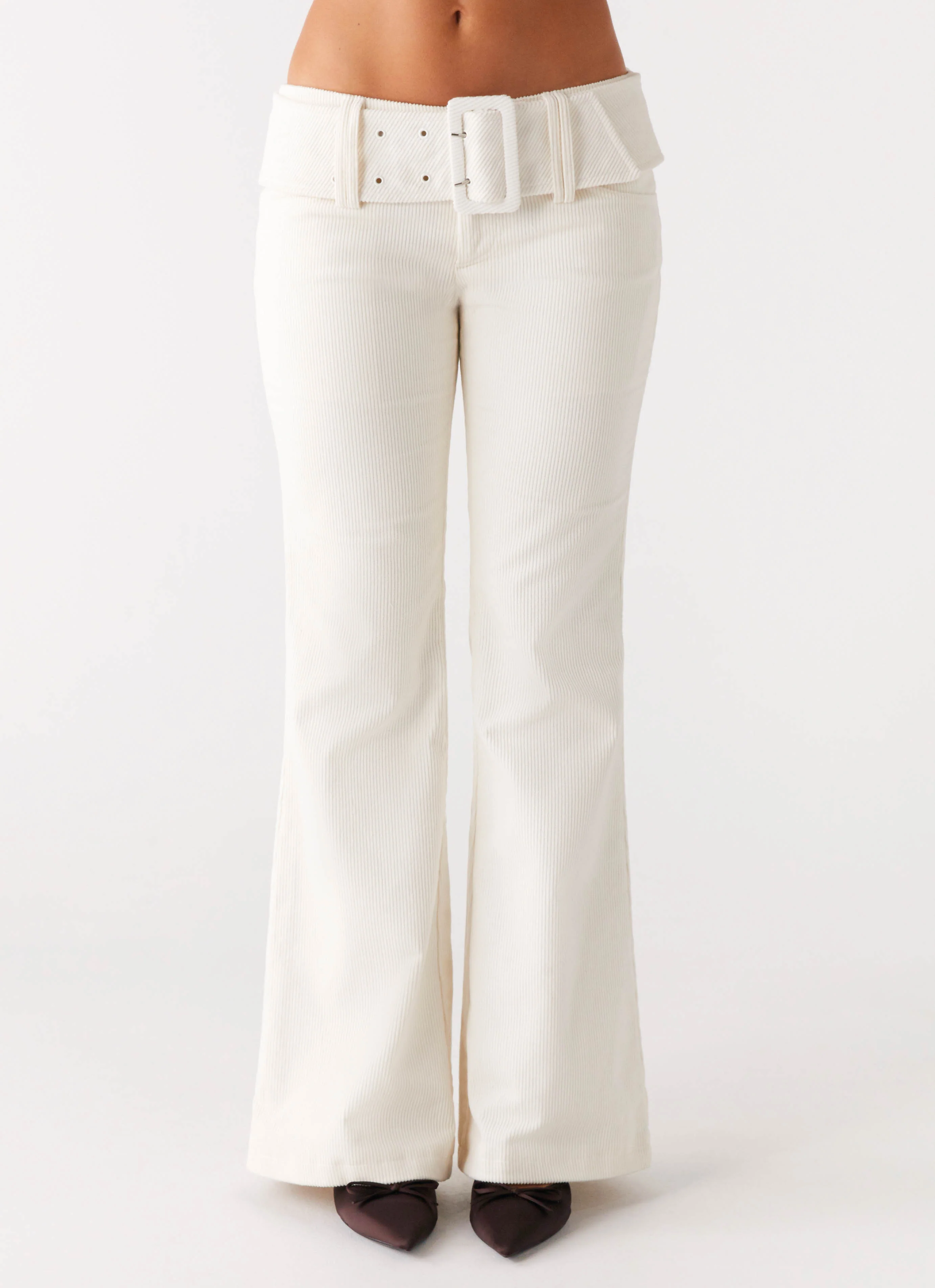 Zadie Low Rise Cord Jeans - Pearl