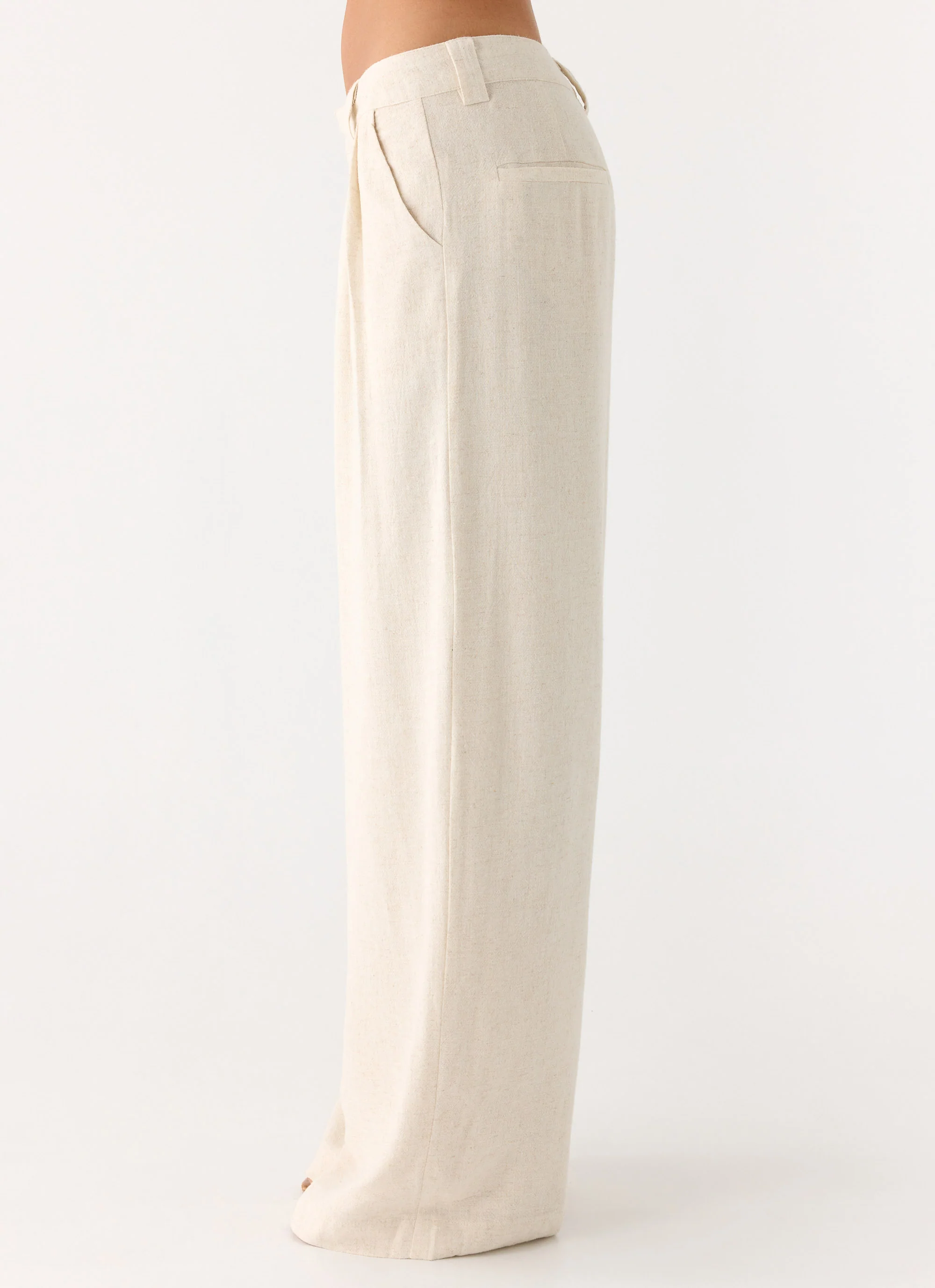 Delong Low Rise Linen Pants - Oatmeal