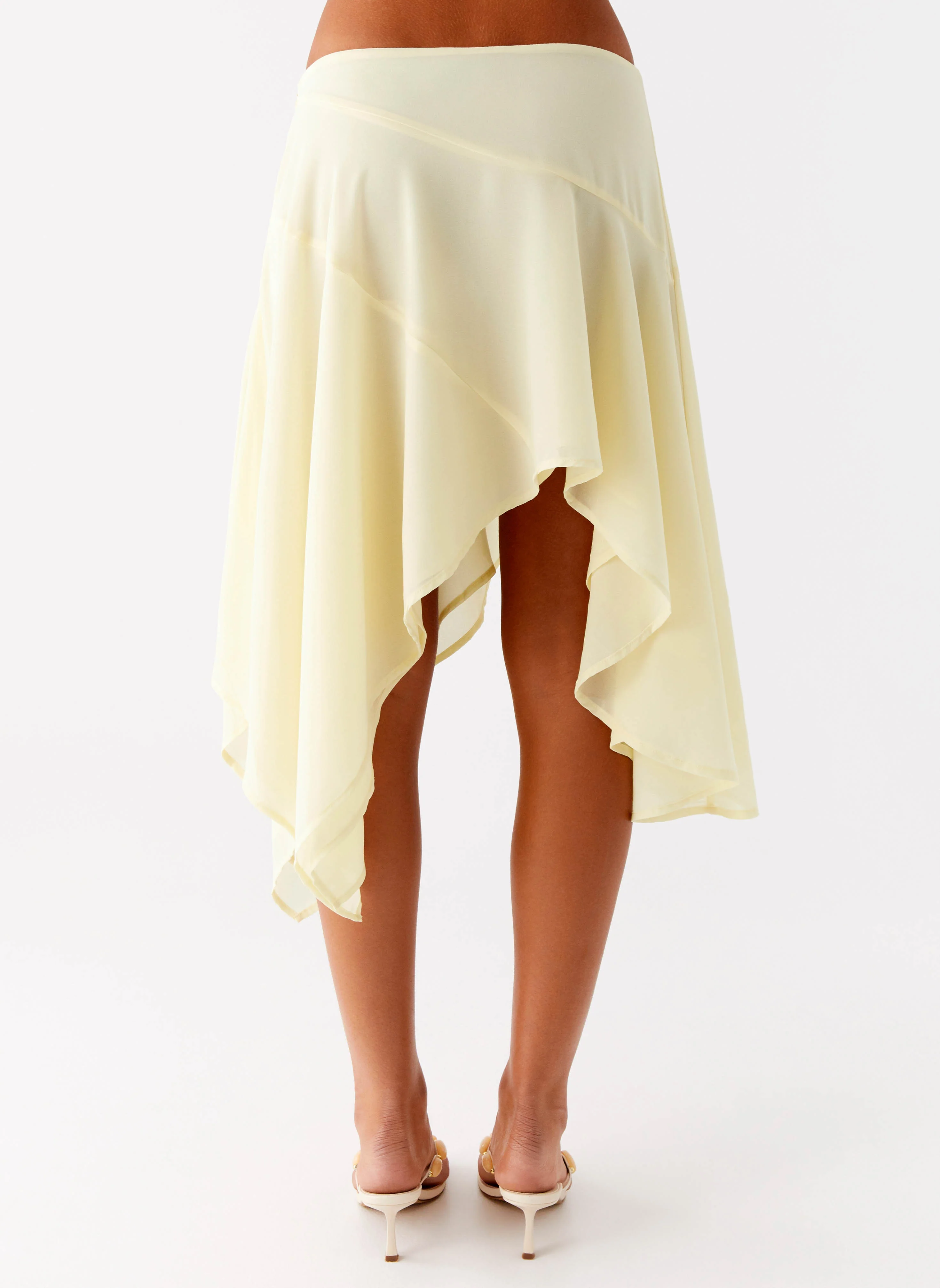 Kia Low Rise Asymmetrical Midi Skirt - Yellow