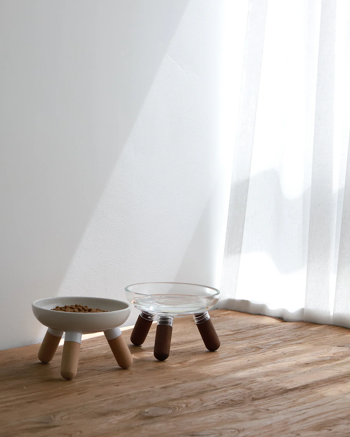 Oreo Ceramic Elevated Pet Wood Table . Short