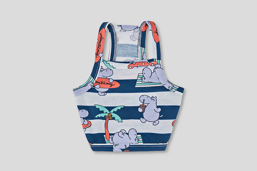 ALOHA HIPPO CROP TEE . NAVY