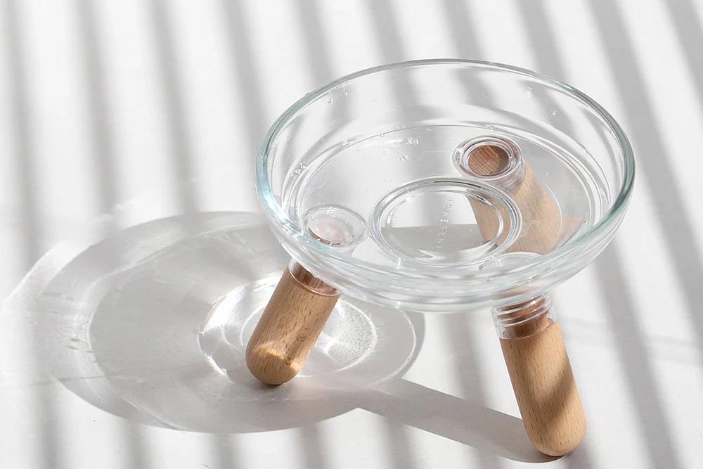 Oreo Glass Elevated Pet Table. Beech . Tall