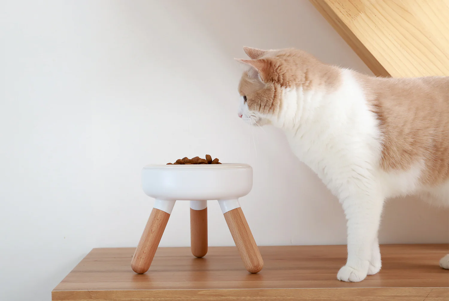 Oreo Elevated Pet Table Wood . Beech . Tall