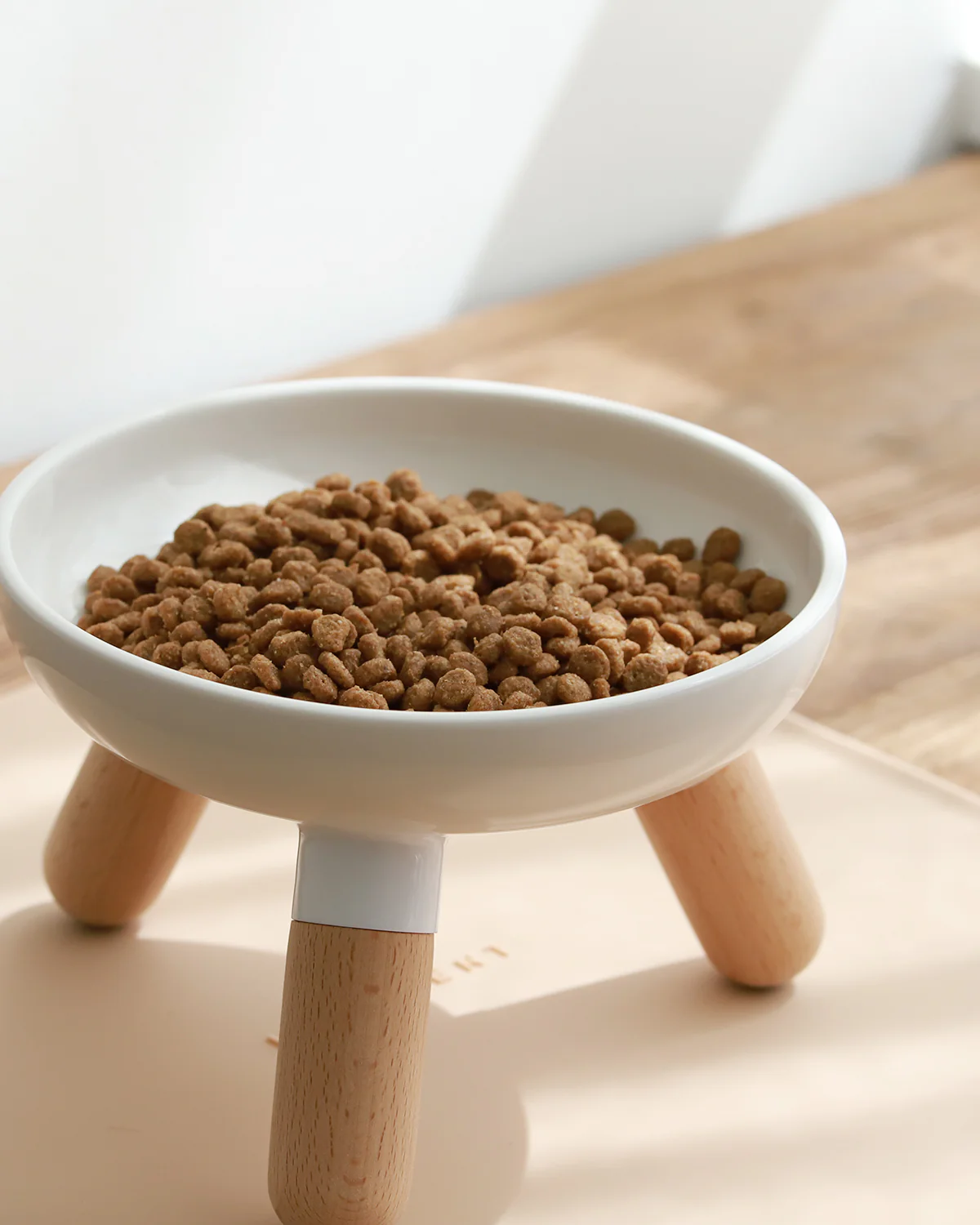 Oreo Ceramic Elevated Pet Wood Table . Short