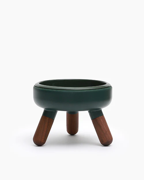Oreo Elevated Pet Table Wood . Dark Green . Short