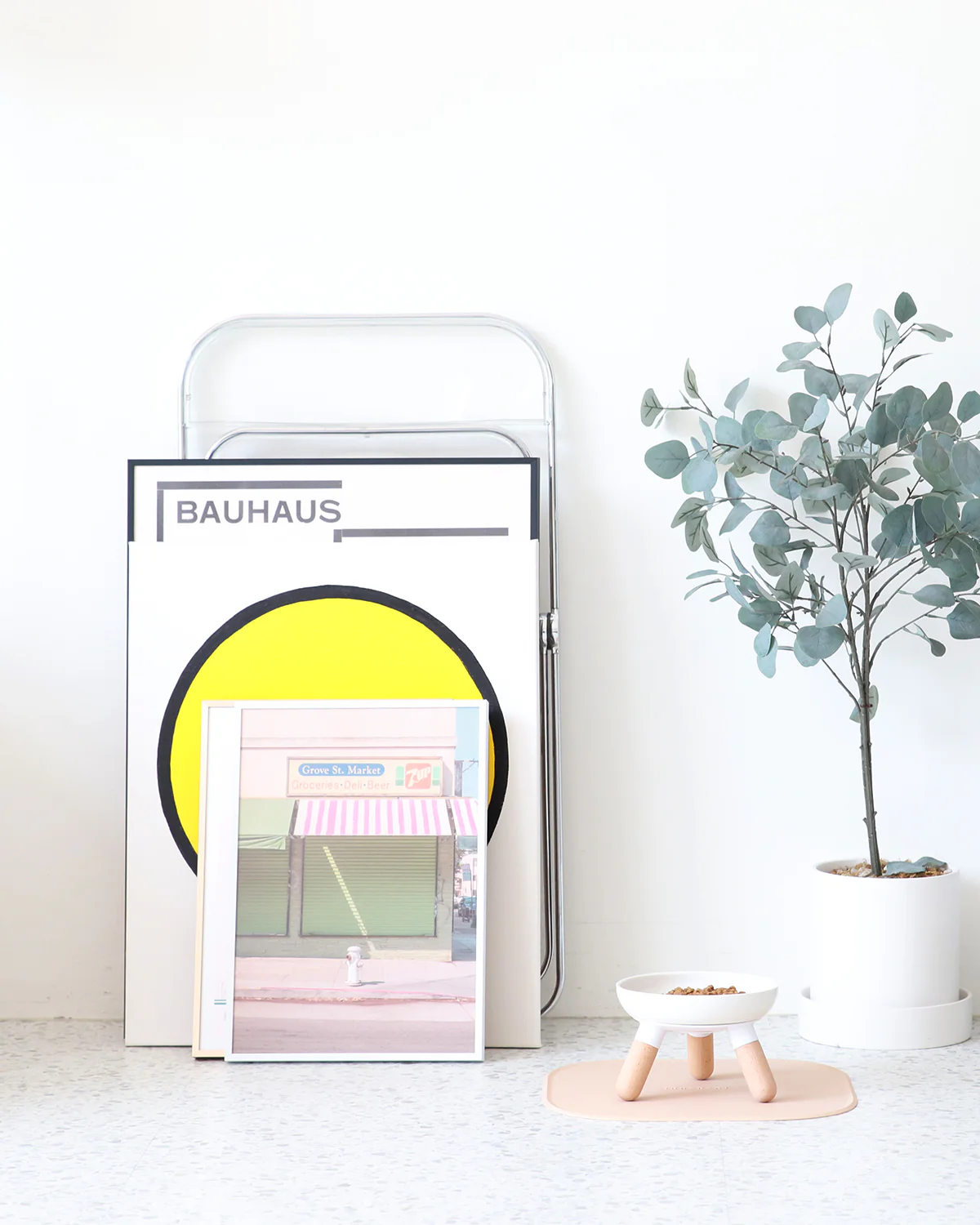 Oreo Ceramic Elevated Pet Wood Table . Short