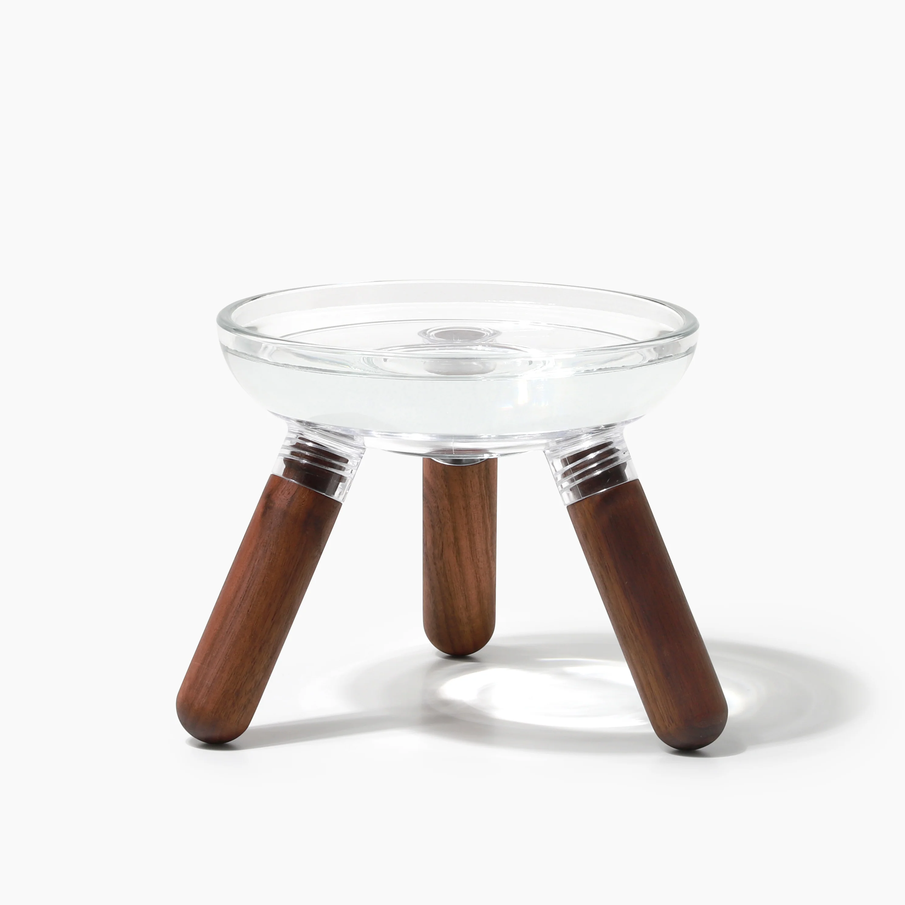 Oreo Glass Elevated Pet Table. Walnut . Tall