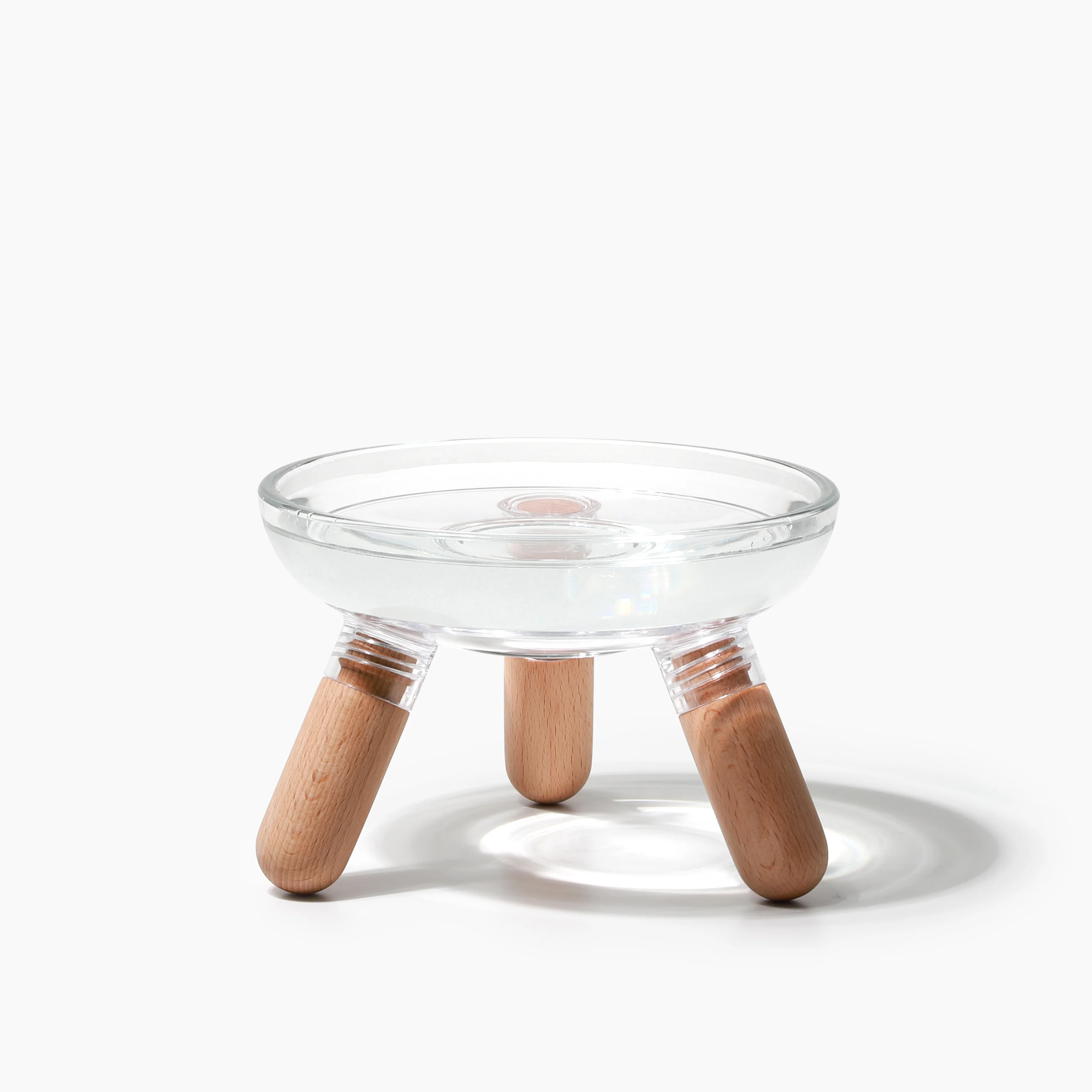 Oreo Glass Elevated Pet Table. Beech . Short